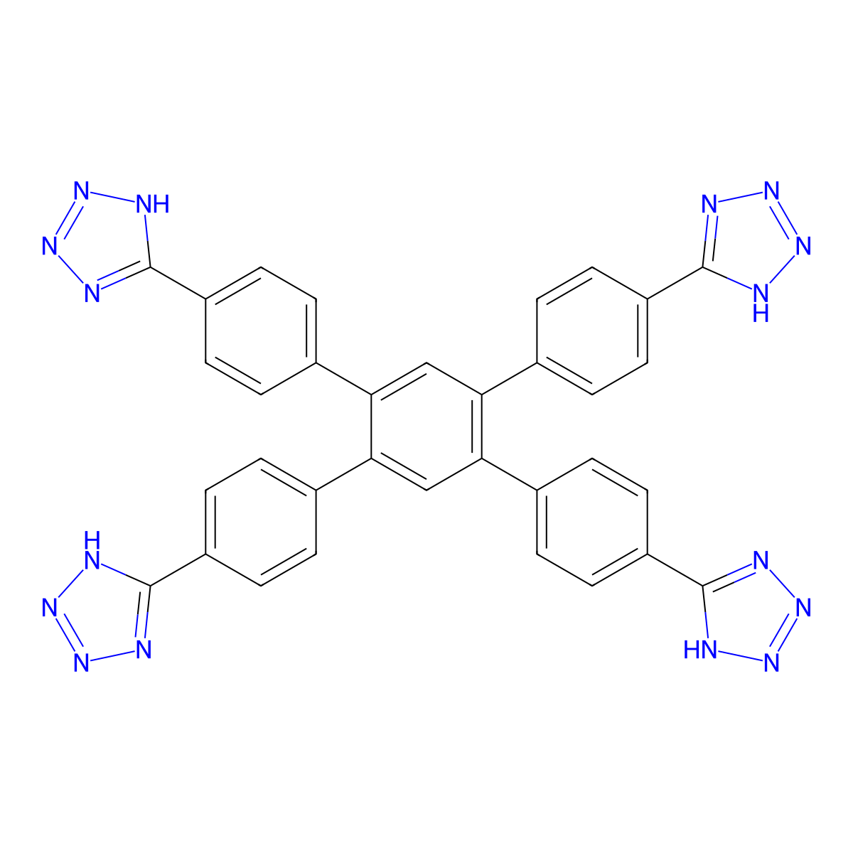 5,5'-(4',6'-Bis(4-(1H-tetrazol-5-YL)phenyl)-[1,1':3',1''-terphenyl]-4,4''-diyl)bis(1H-tetrazole) molecular structure, CAS 2257484-12-9