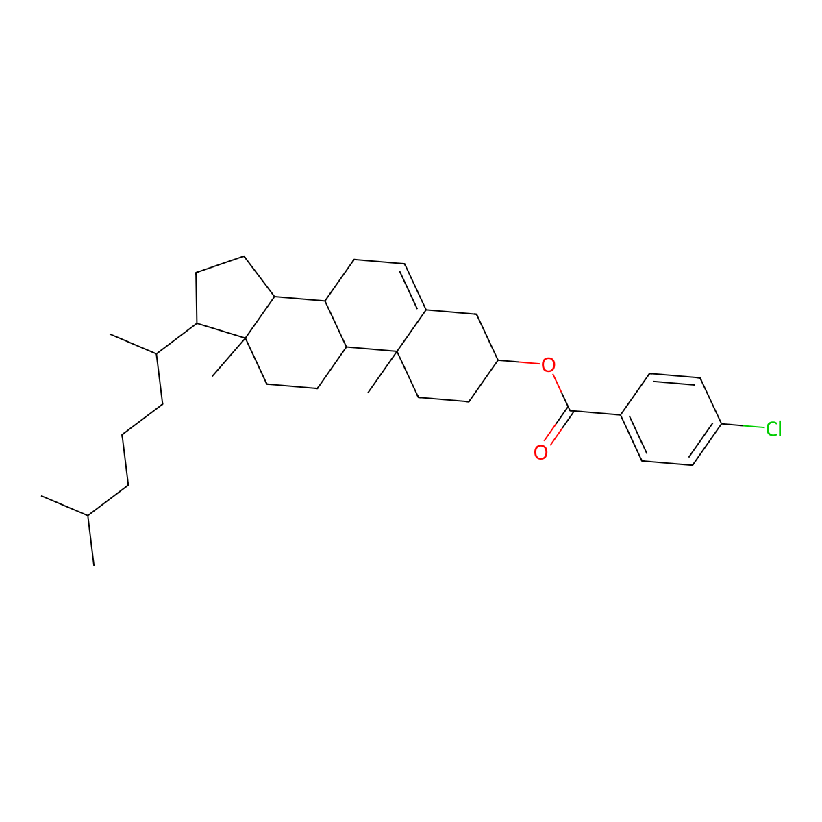 Cholest-5-en-3beta-yl p-chlorobenzoate molecular structure, CAS 22575-27-5