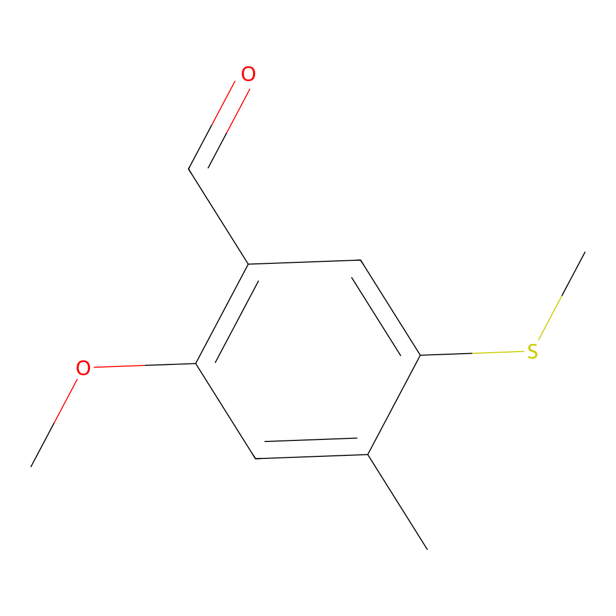 Benzaldehyde, 2-methoxy-4-methyl-5-(methylthio)- molecular structure, CAS 22583-05-7