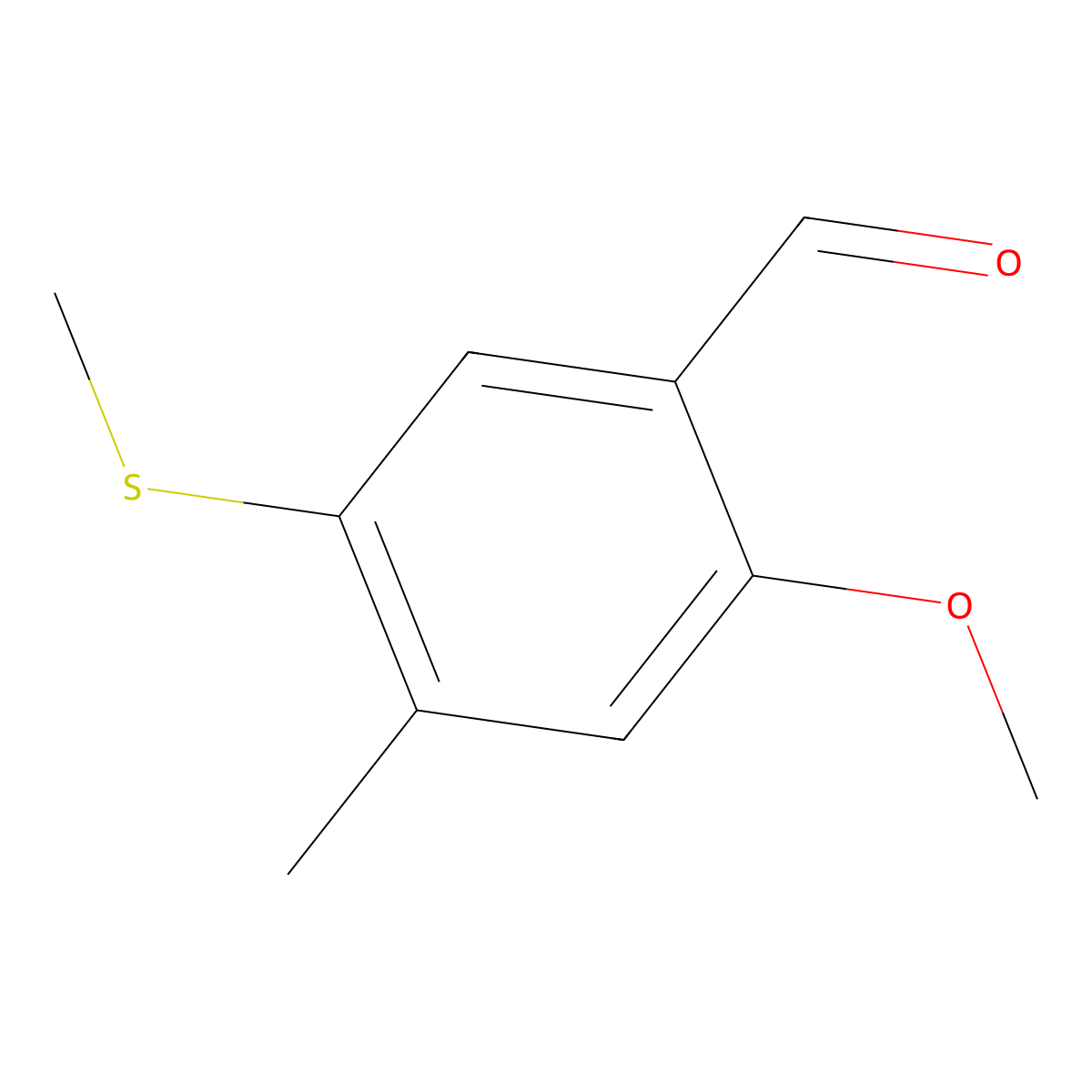Benzaldehyde, 2-methoxy-4-methyl-5-(methylthio)- molecular structure, CAS 22583-05-7