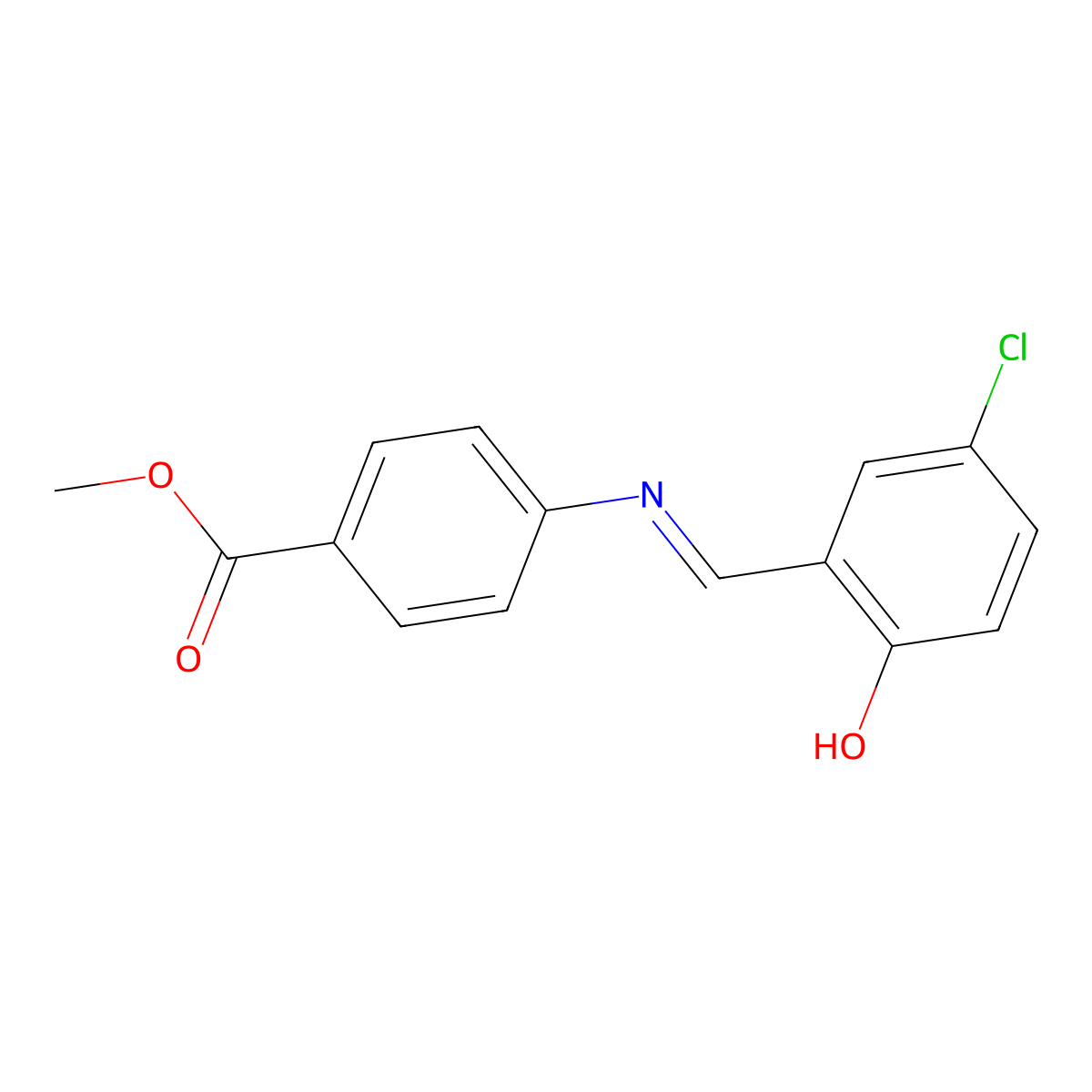 methyl 4-{[(1E)-(5-chloro-2-hydroxyphenyl)methylene]amino}benzoate molecular structure, CAS 22583-81-9