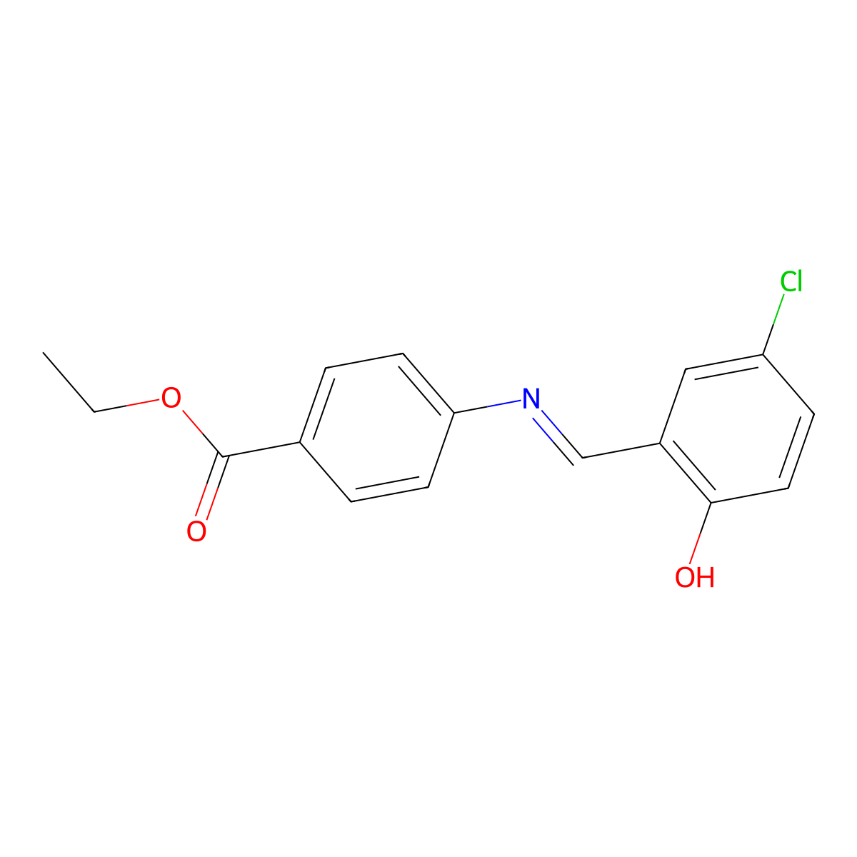 ethyl 4-{[(1E)-(5-chloro-2-hydroxyphenyl)methylene]amino}benzoate molecular structure, CAS 22583-82-0