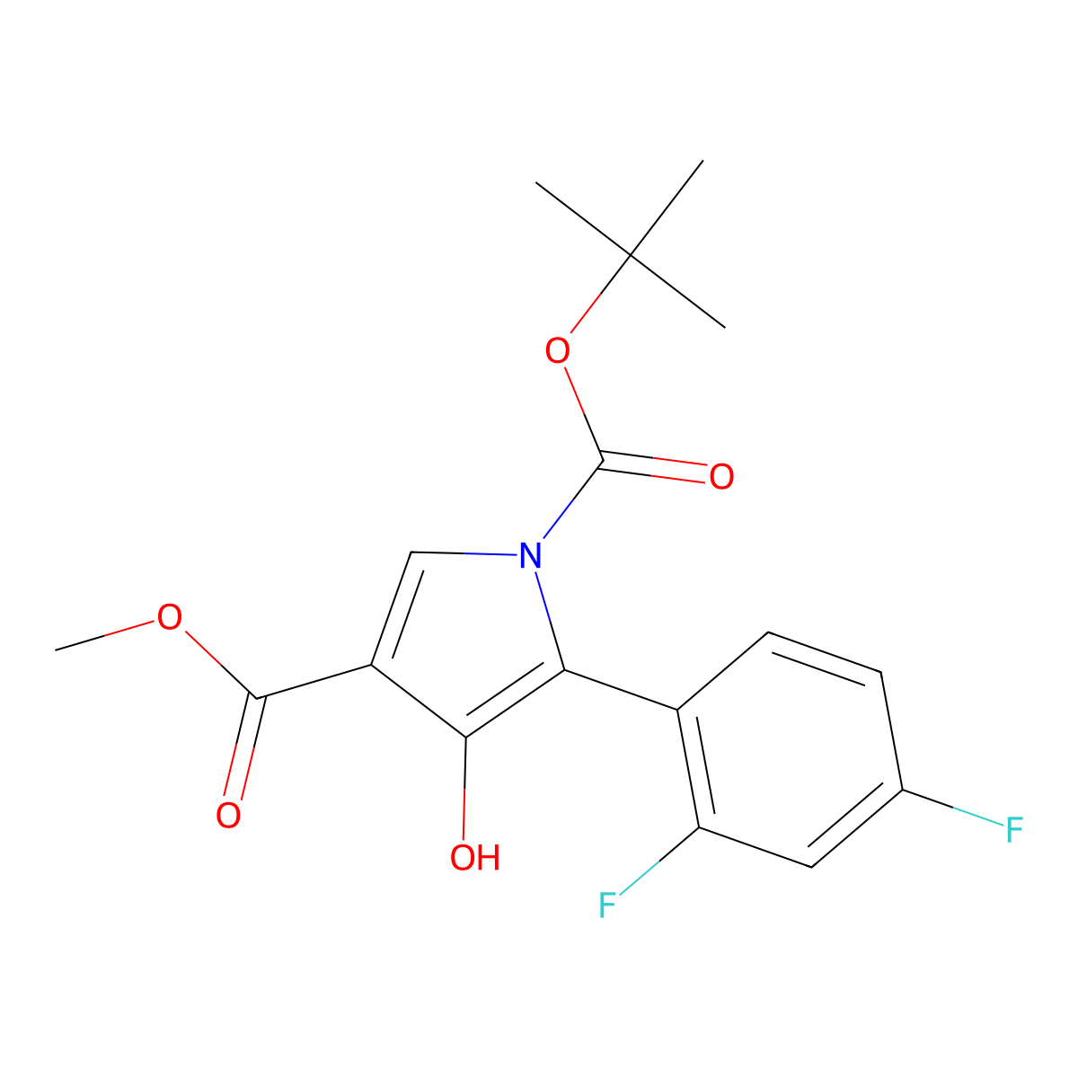 1-(tert-Butyl) 3-methyl 5-(2,4-difluorophenyl)-4-hydroxy-1H-pyrrole-1,3-dicarboxylate molecular structure, CAS 2258638-52-5