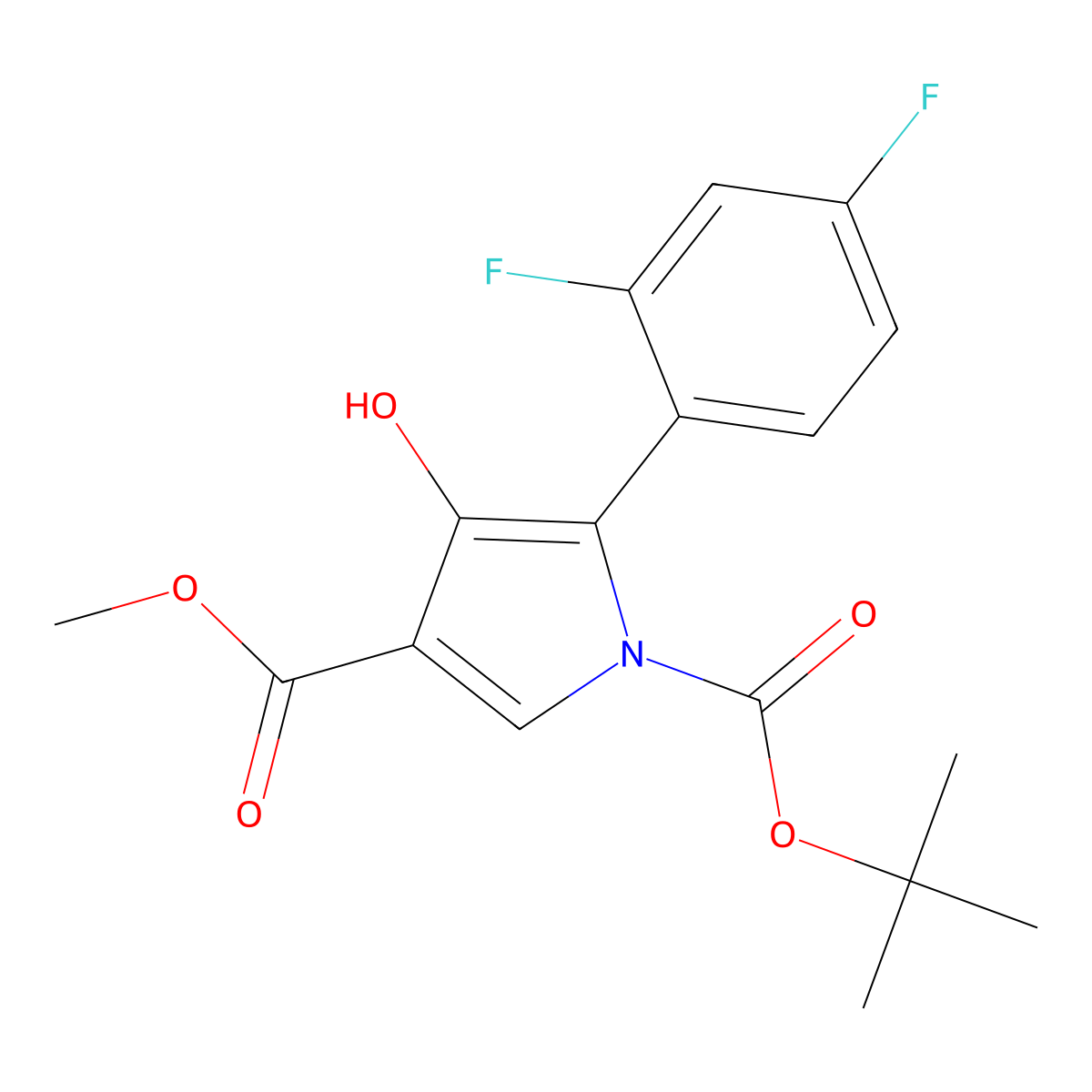 1-(tert-Butyl) 3-methyl 5-(2,4-difluorophenyl)-4-hydroxy-1H-pyrrole-1,3-dicarboxylate molecular structure, CAS 2258638-52-5