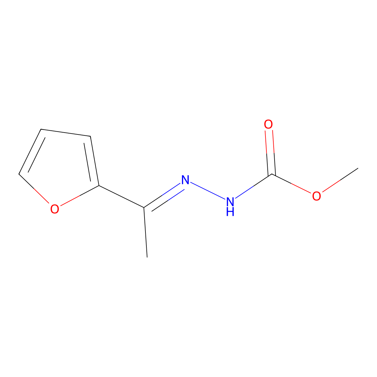methyl N-[1-(furan-2-yl)ethylideneamino]carbamate molecular structure, CAS 22589-72-6