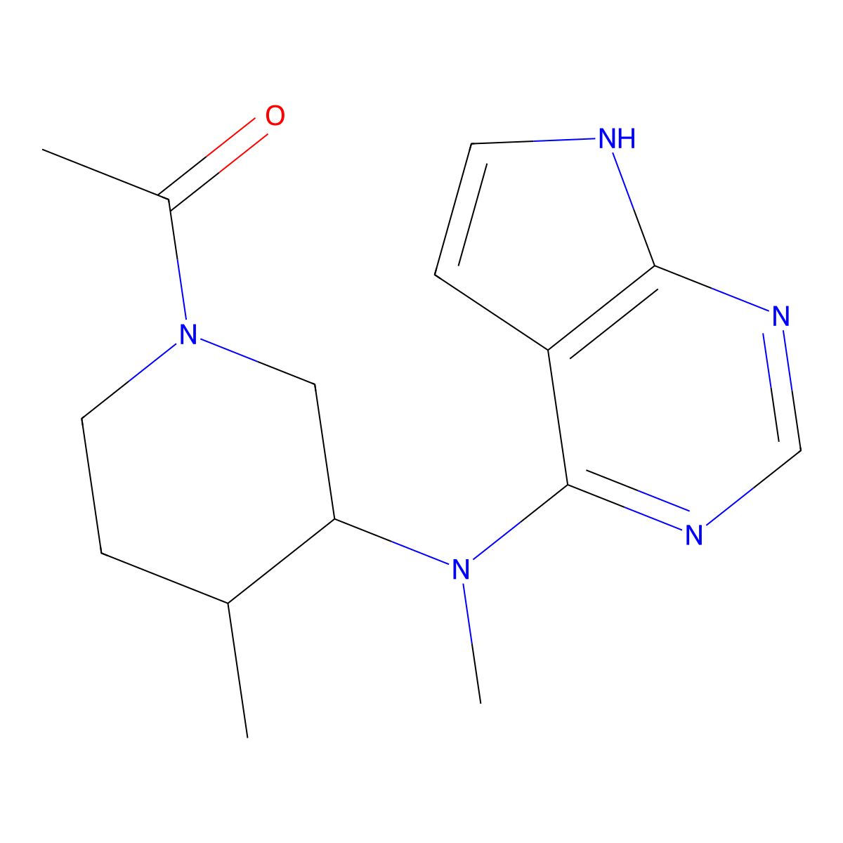 1-((3R,4R)-4-methyl-3-(methyl(7H-pyrrolo[2,3-d]pyrimidin-4-yl)amino)piperidin-1-yl)ethanone molecular structure, CAS 2259288-22-5