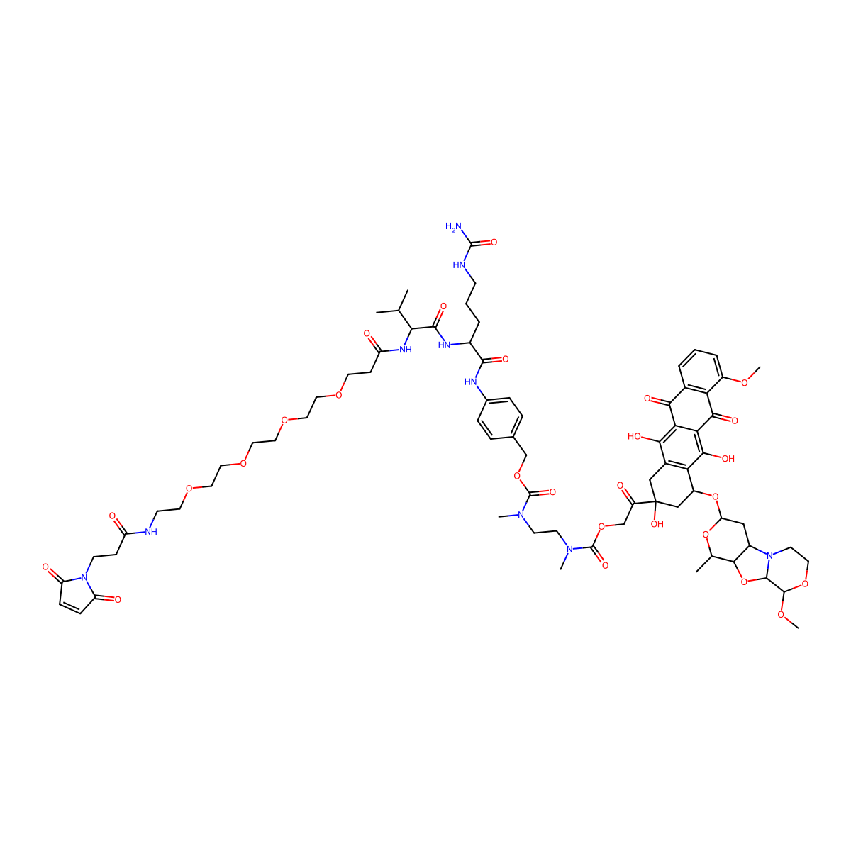 Mal-PEG4-VC-PAB-DMEA-PNU-159682 molecular structure, CAS 2259318-52-8