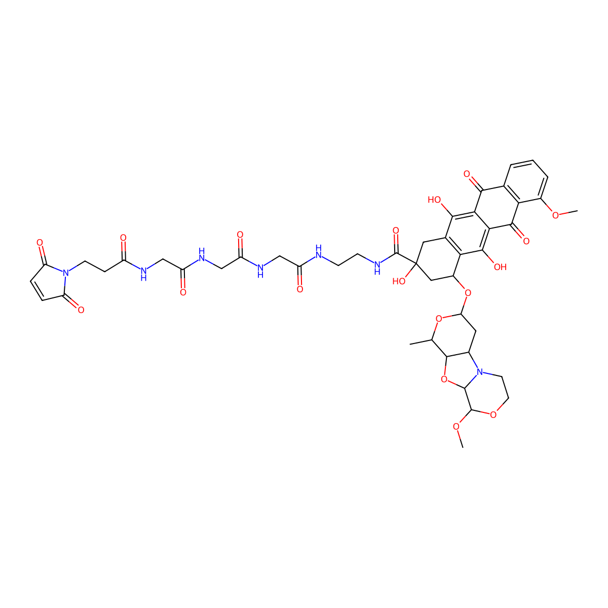 Mal-C2-Gly3-EDA-PNU-159682 molecular structure, CAS 2259318-53-9