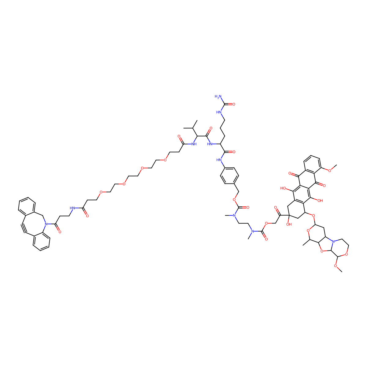 Dbco-peg4-VC-pab-dmea-pnu-159682 molecular structure, CAS 2259318-56-2
