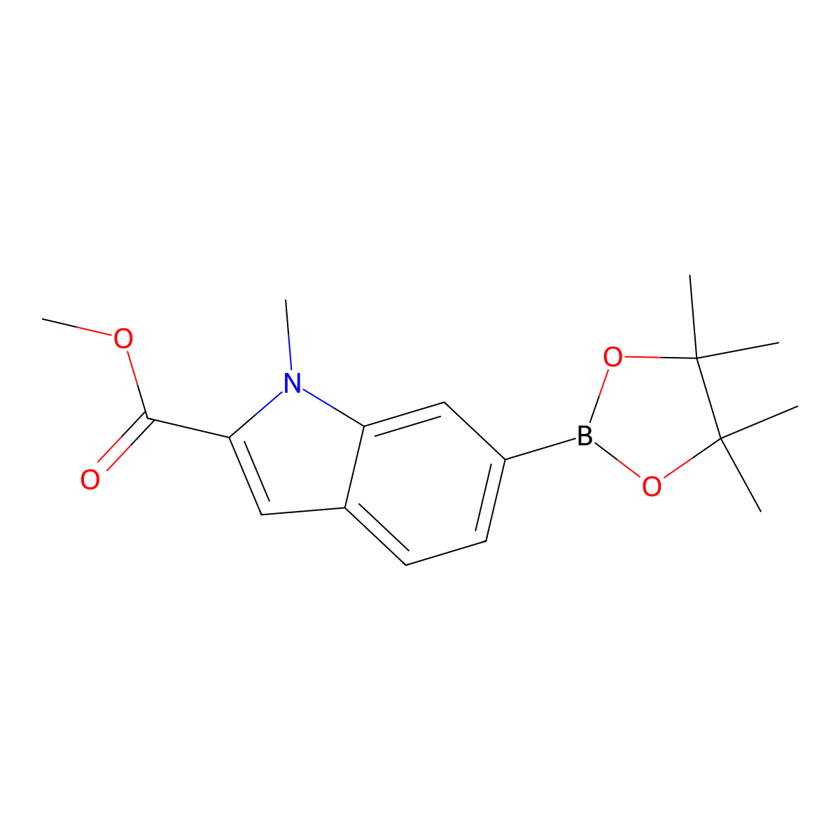 Methyl 1-methyl-6-(4,4,5,5-tetramethyl-1,3,2-dioxaborolan-2-YL)-1H-indole-2-carboxylate molecular structure, CAS 2259361-37-8