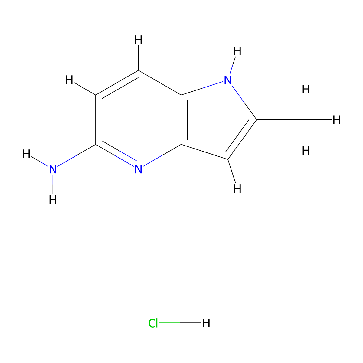 2-Methyl-1H-pyrrolo[3,2-B]pyridin-5-amine hydrochloride molecular structure, CAS 2259642-21-0