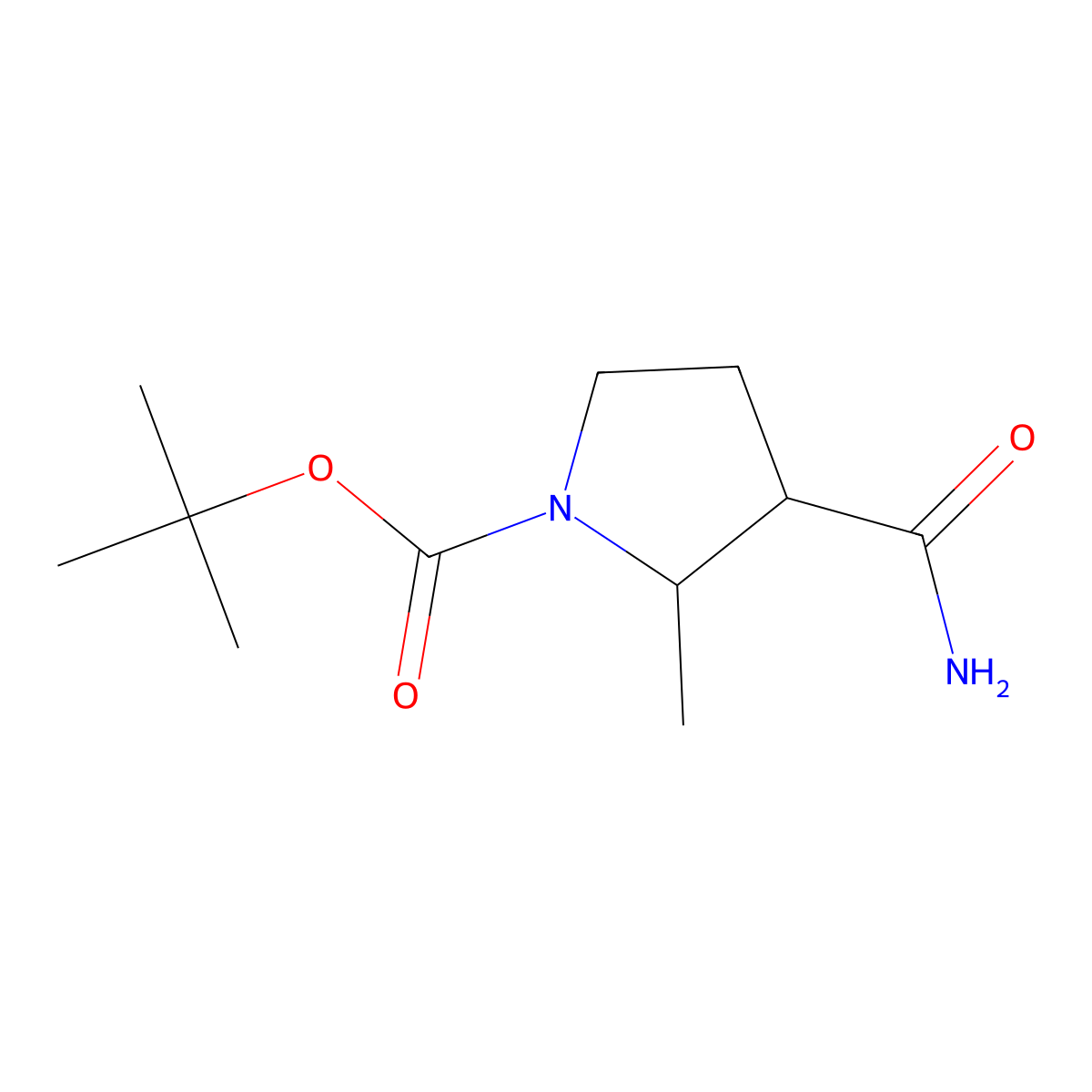 (2R,3S)-1-Boc-2-methylpyrrolidine-3-carboxamide molecular structure, CAS 2259662-50-3