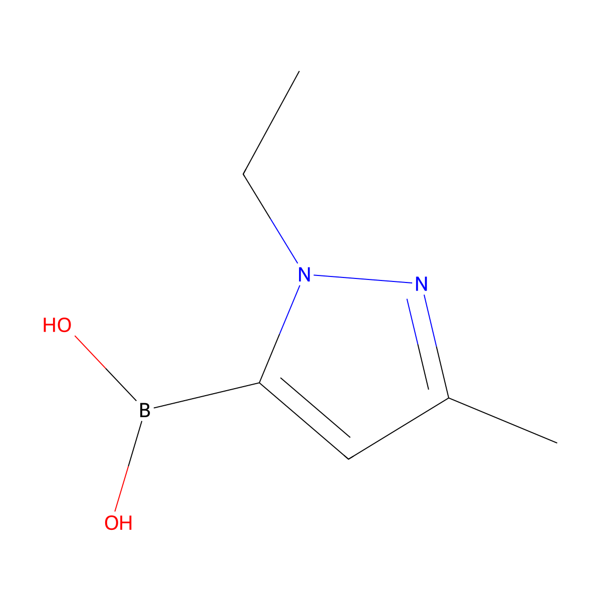 (1-Ethyl-3-methyl-1H-pyrazol-5-YL)boronic acid molecular structure, CAS 2259724-28-0