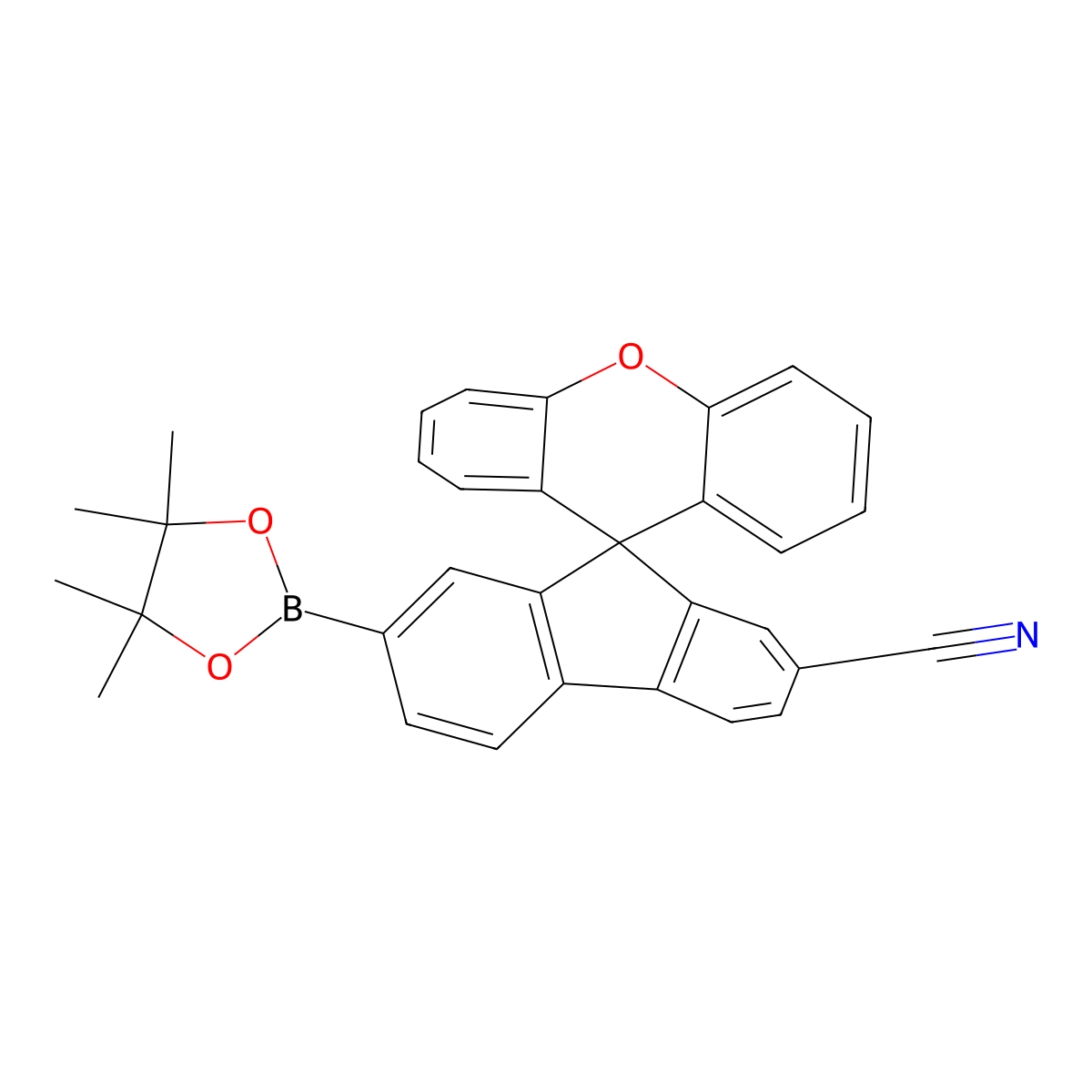 2-Cyanospiro[fluorene-9,9'-xanthen]-7-ylboronic acid pinacol ester molecular structure, CAS 2259843-44-0