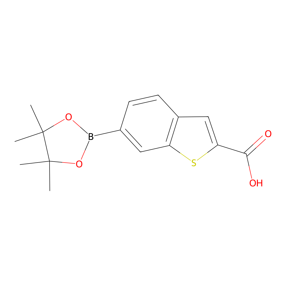 6-(Tetramethyl-1,3,2-dioxaborolan-2-yl)-1-benzothiophene-2-carboxylic acid molecular structure, CAS 2259856-42-1