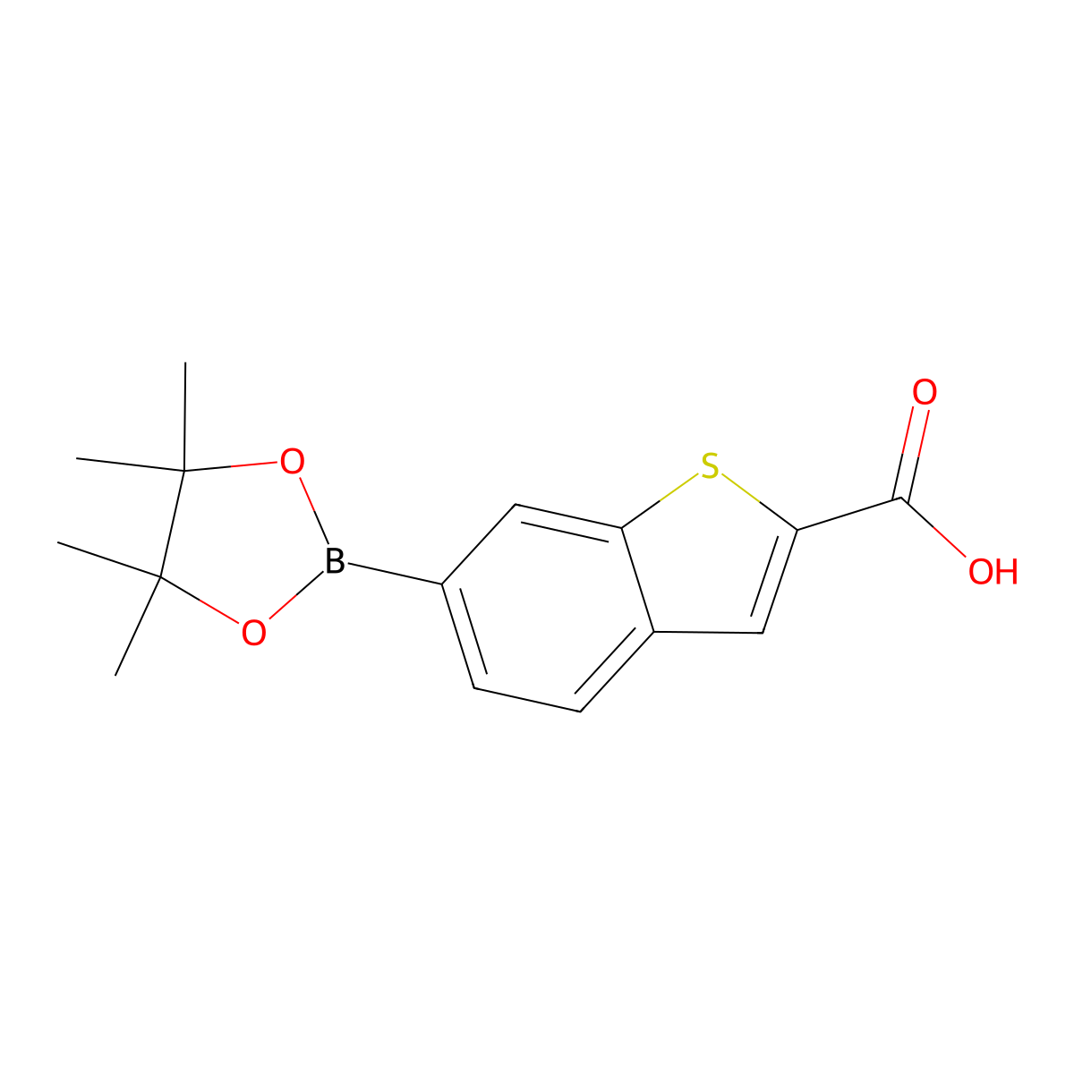 6-(Tetramethyl-1,3,2-dioxaborolan-2-yl)-1-benzothiophene-2-carboxylic acid molecular structure, CAS 2259856-42-1