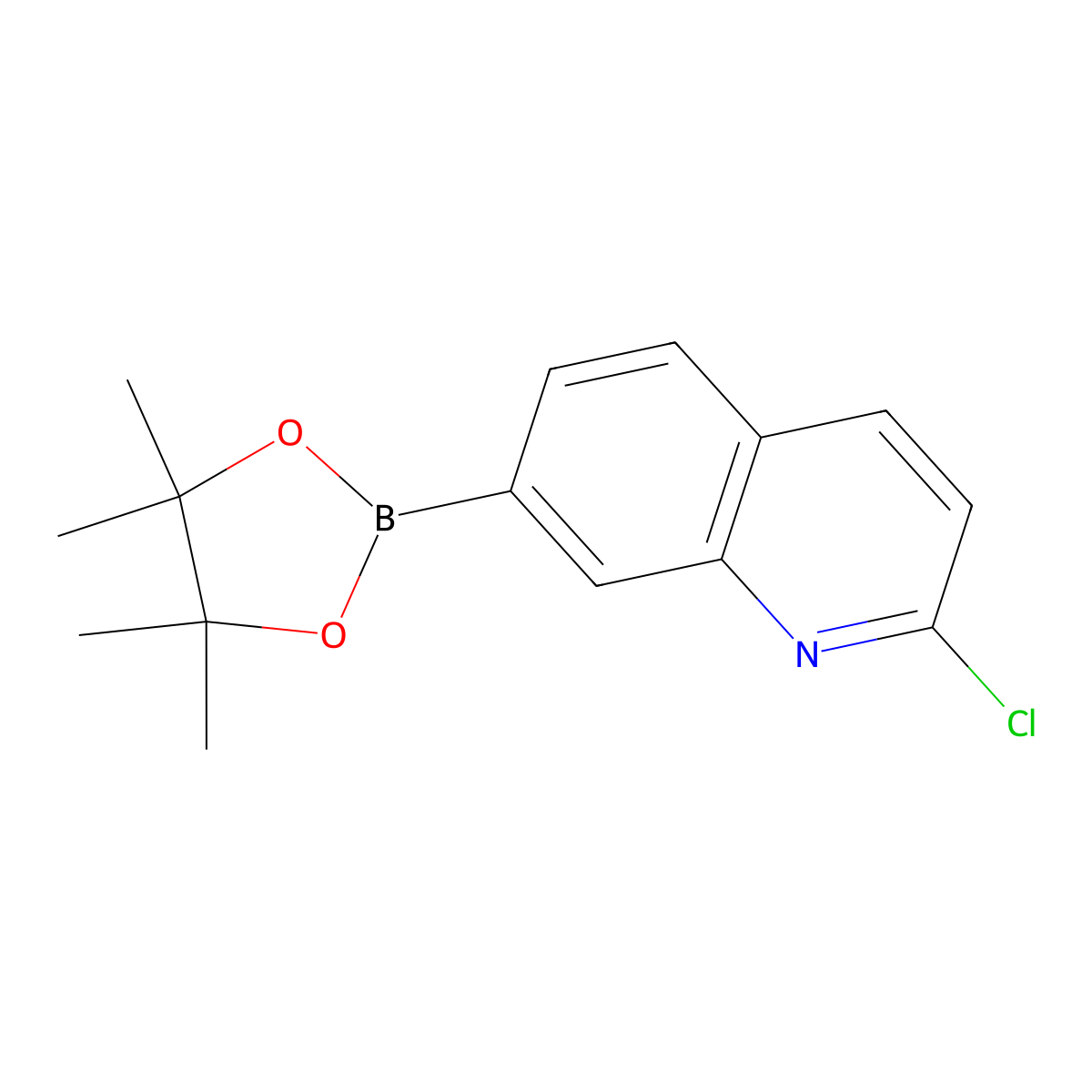 2-Chloro-7-(4,4,5,5-tetramethyl-1,3,2-dioxaborolan-2-yl)quinoline molecular structure, CAS 2259877-32-0