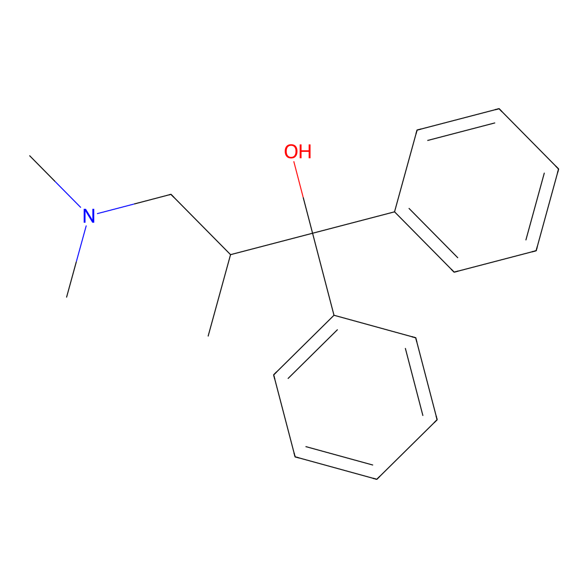 3-(Dimethylamino)-2-methyl-1,1-diphenylpropan-1-ol molecular structure, CAS 2260-37-9