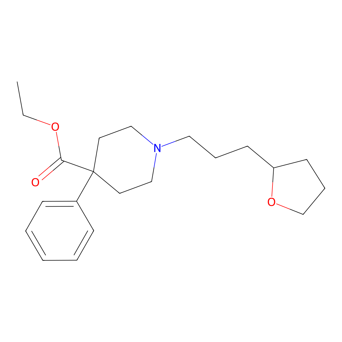 4-Phenyl-1-(3-(tetrahydro-2-furyl)propyl)isonipecotic acid ethyl ester molecular structure, CAS 2260-45-9