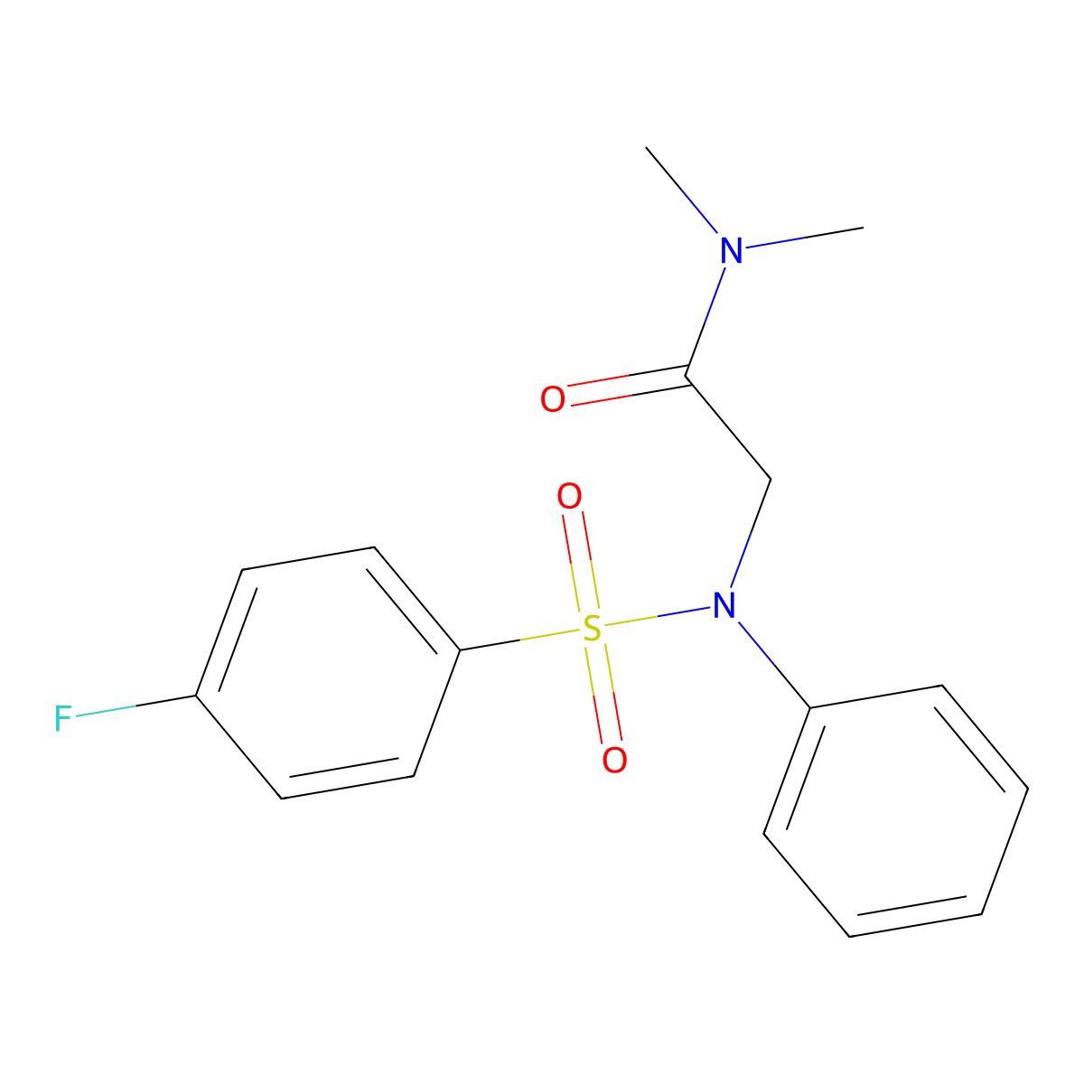 2-{[(4-fluorophenyl)sulfonyl]anilino}-N,N-dimethylacetamide molecular structure, CAS 2260-95-9