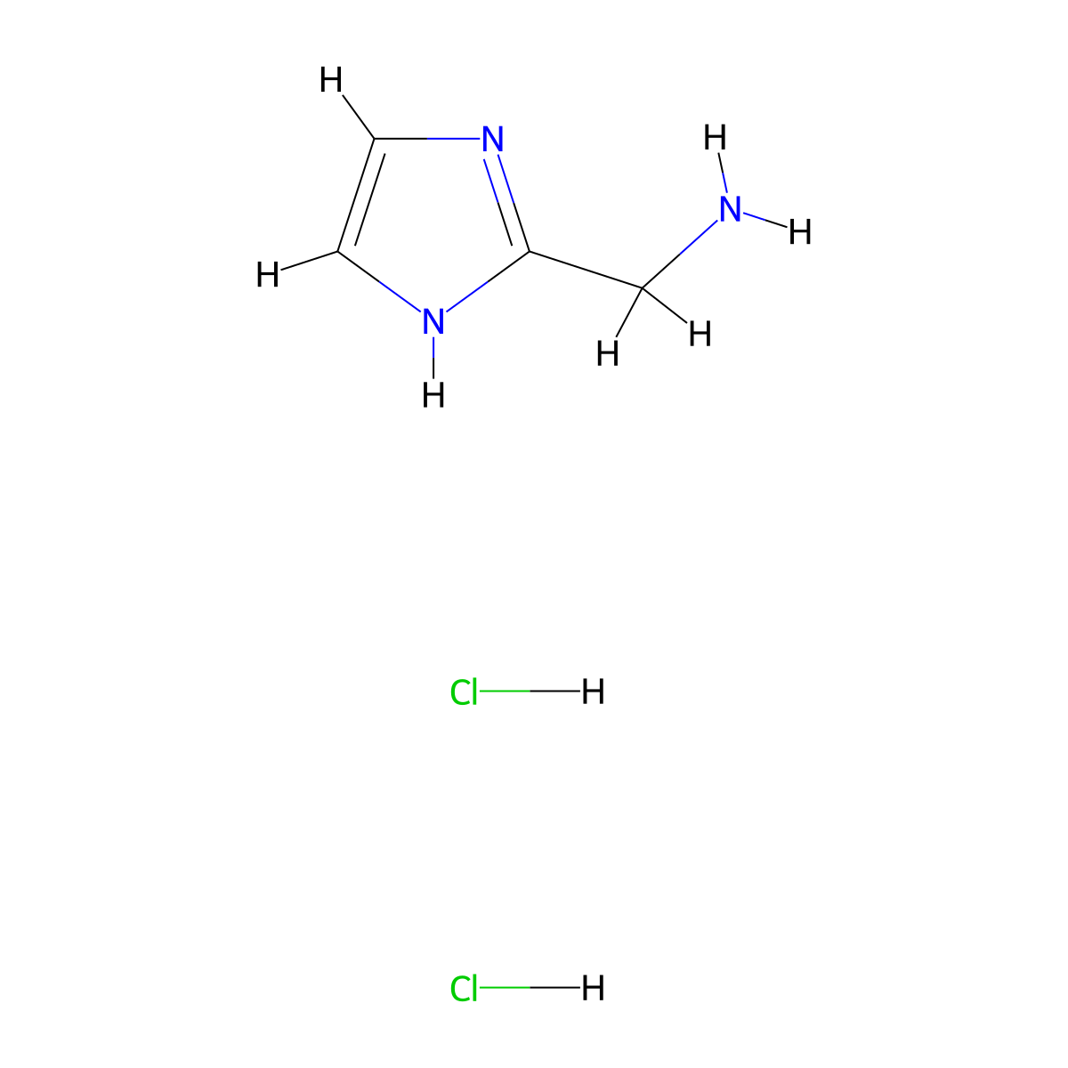1H-imidazol-2-ylmethanamine dihydrochloride molecular structure, CAS 22600-77-7
