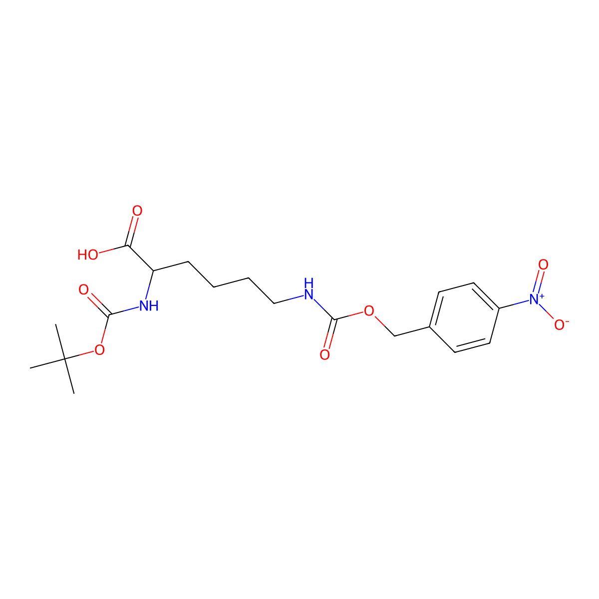 (S)-2-((tert-Butoxycarbonyl)amino)-6-((((4-nitrobenzyl)oxy)carbonyl)amino)hexanoic acid molecular structure, CAS 22601-53-2