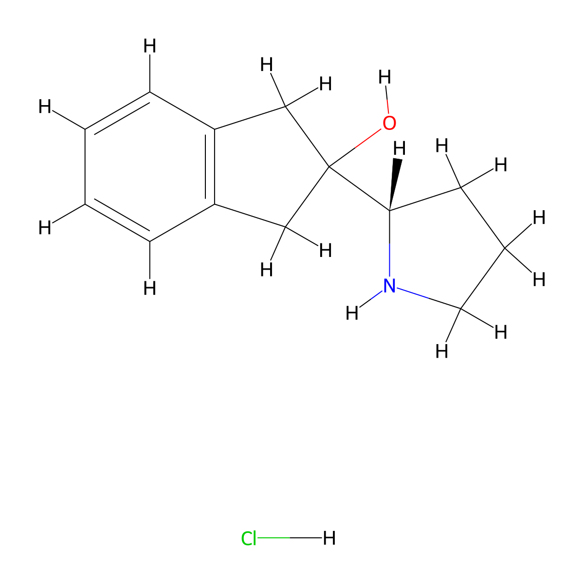 2-[(2S)-pyrrolidin-2-yl]-2,3-dihydro-1H-inden-2-ol hydrochloride molecular structure, CAS 2260504-85-4