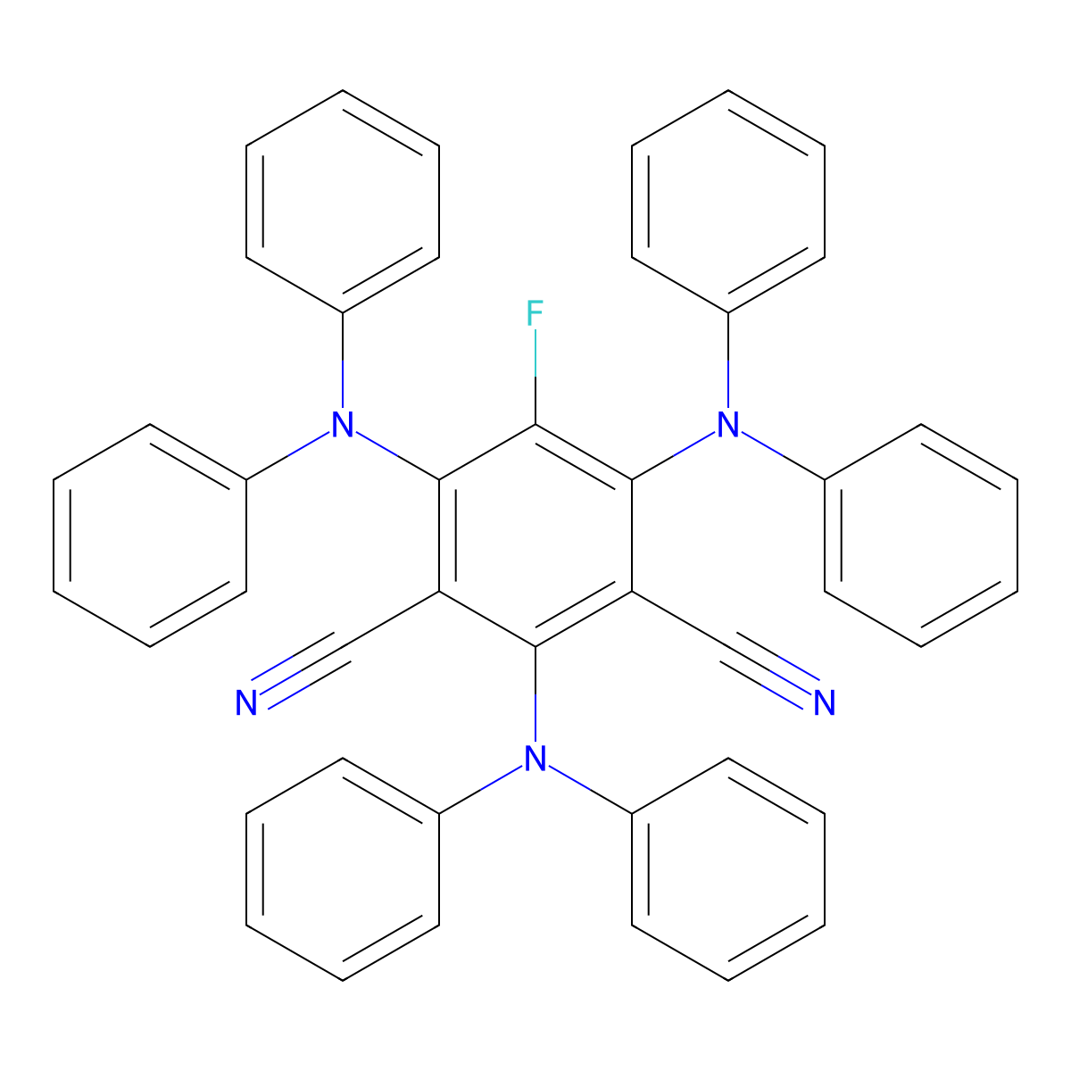 2,4,6-Tris(diphenylamino)-5-fluoroisophthalonitrile molecular structure, CAS 2260543-73-3