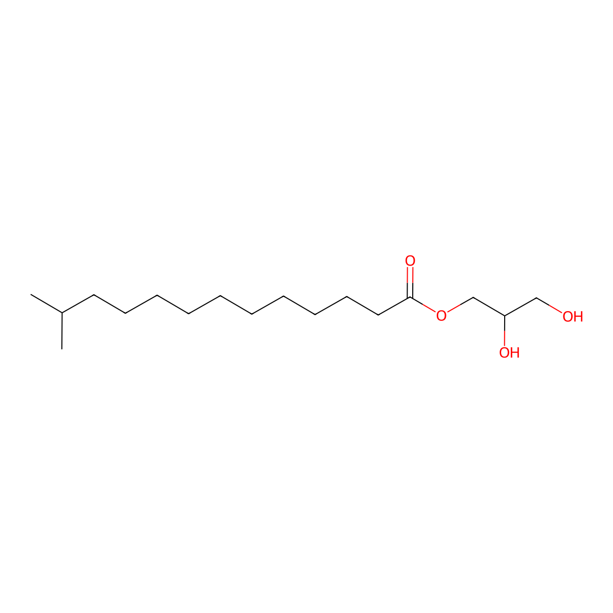 2,3-Dihydroxypropyl 12-methyltridecanoate molecular structure, CAS 226064-97-7