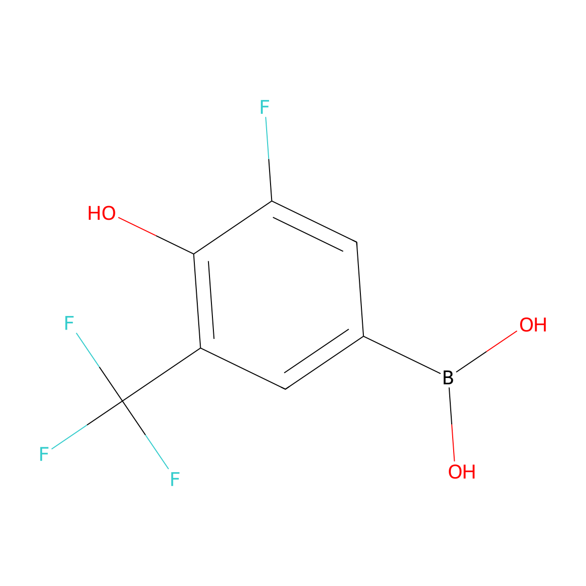 3-Fluoro-4-hydroxy-5-(trifluoromethyl)phenylboronic acid molecular structure, CAS 2260683-55-2