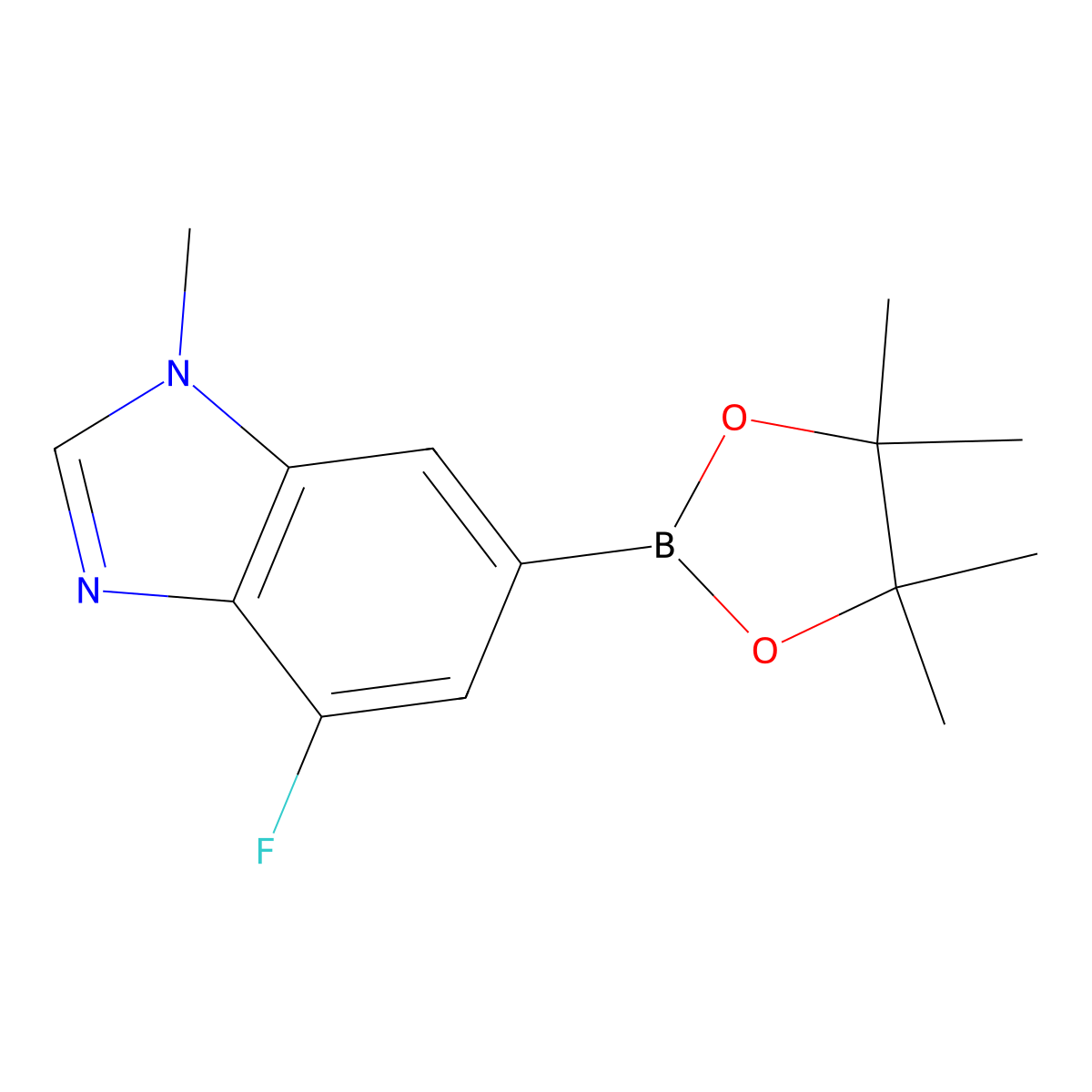 4-Fluoro-1-methyl-6-(4,4,5,5-tetramethyl-1,3,2-dioxaborolan-2-yl)-1H-benzo[d]imidazole molecular structure, CAS 2260683-79-0