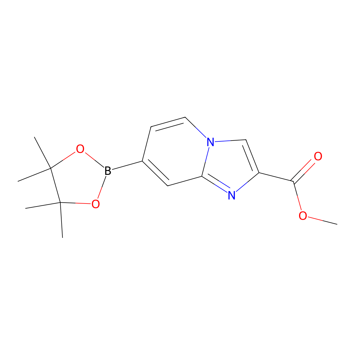 Methyl 7-(4,4,5,5-tetramethyl-1,3,2-dioxaborolan-2-YL)imidazo[1,2-A]pyridine-2-carboxylate molecular structure, CAS 2260710-52-7