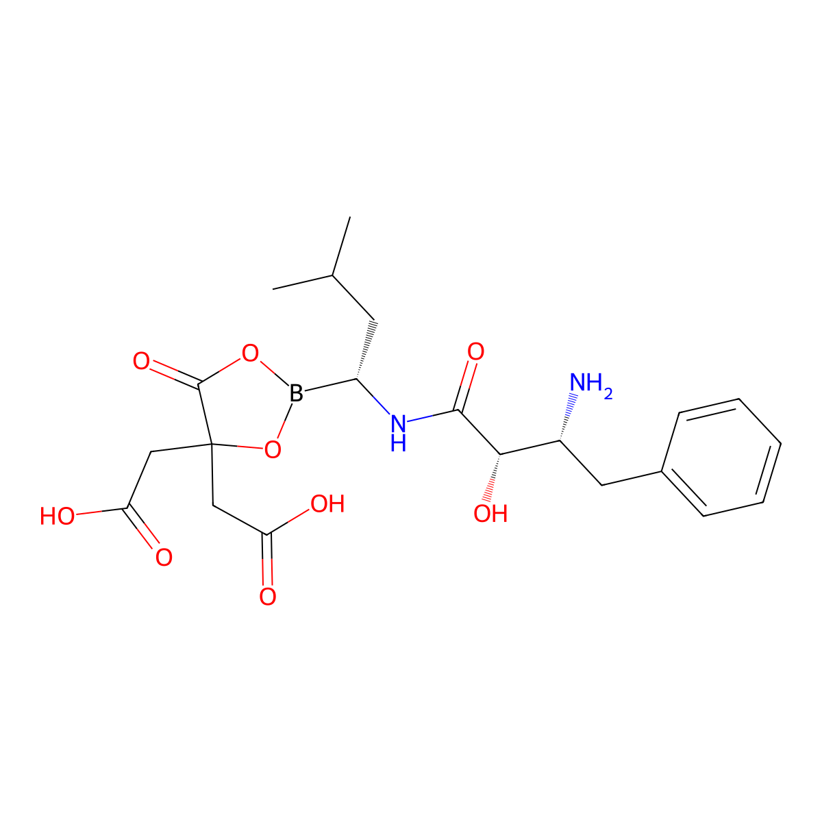 2,2'-(2-((R)-1-((2S,3R)-3-Amino-2-hydroxy-4-phenylbutanamido)-3-methylbutyl)-5-oxo-1,3,2-dioxaborolane-4,4-diyl)diacetic acid molecular structure, CAS 2260717-73-3