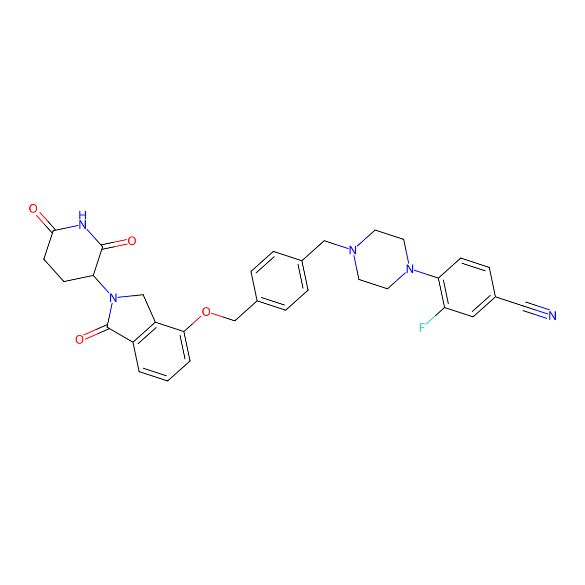 4-(4-{[4-({[2-(2,6-dioxopiperidin-3-yl)-1-oxo-2,3-dihydro-1H-isoindol-4-yl]oxy}methyl)phenyl]methyl}piperazin-1-yl)-3-fluorobenzonitrile molecular structure, CAS 2260745-31-9