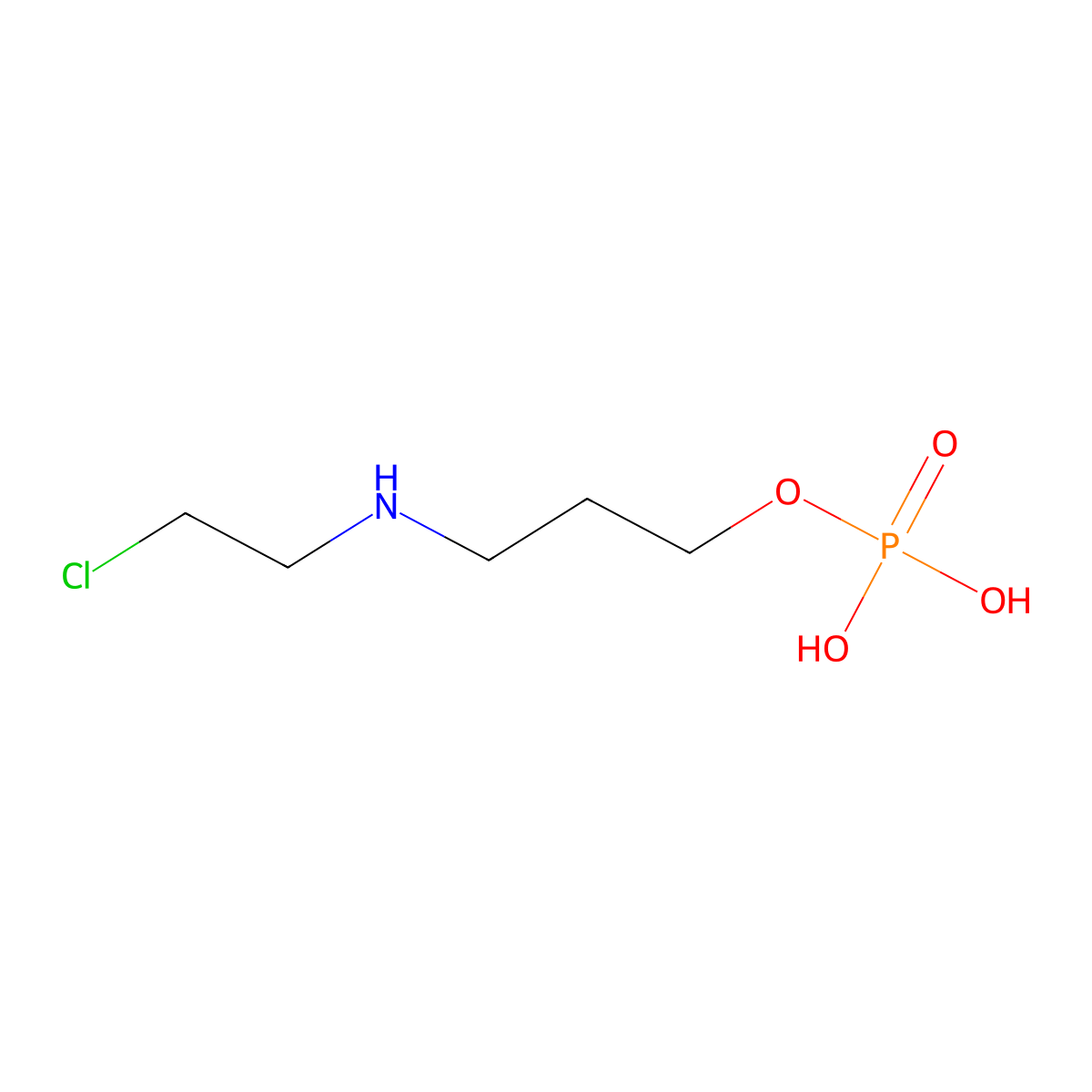 1-Propanol, 3-((2-chloroethyl)amino)-, dihydrogen phosphate (ester) molecular structure, CAS 22608-58-8