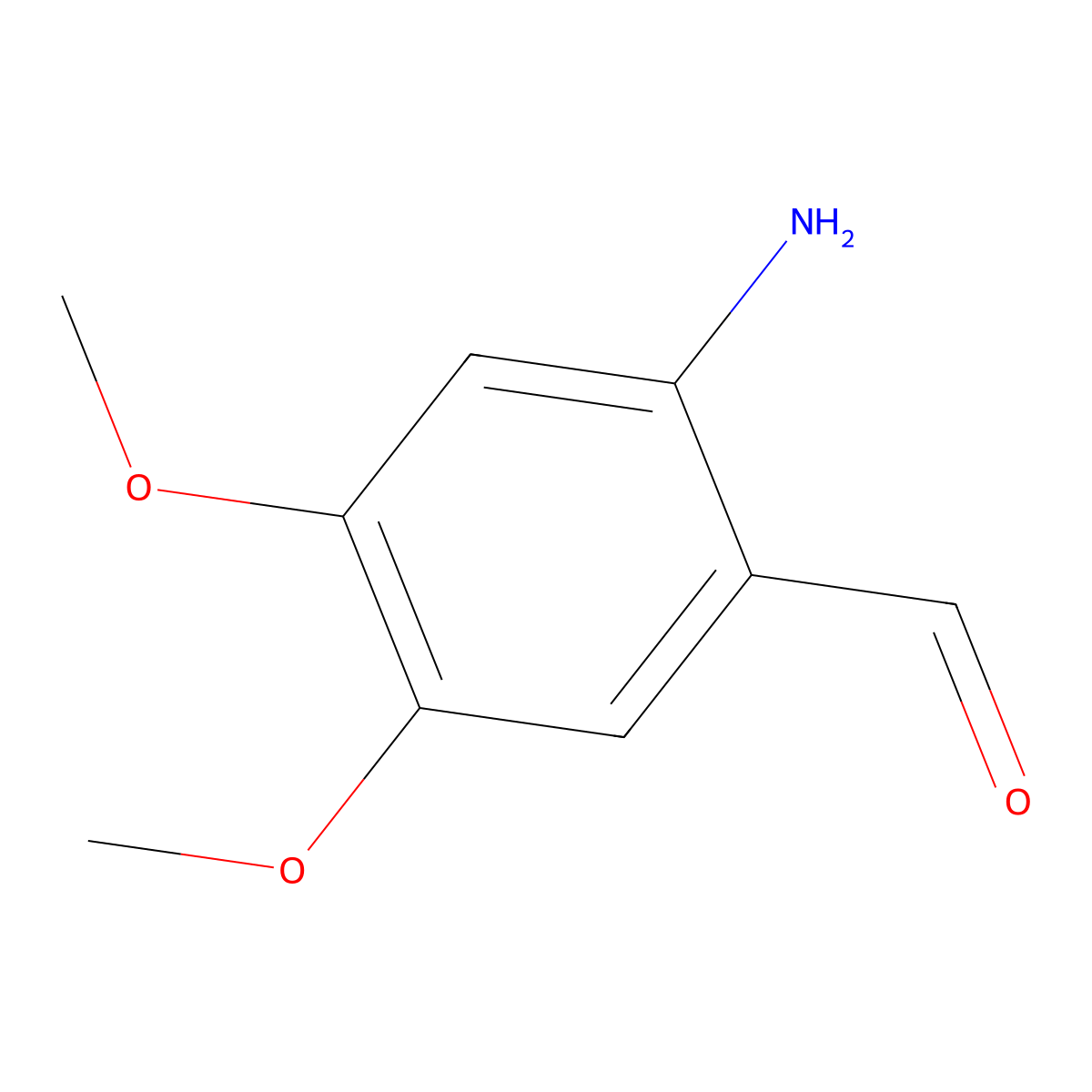 2-Amino-4,5-dimethoxybenzaldehyde molecular structure, CAS 22608-87-3