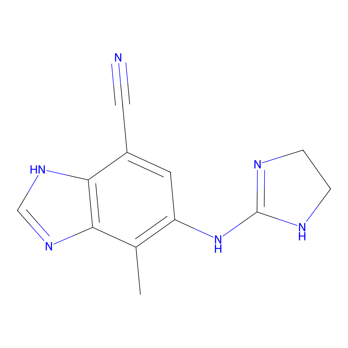 6-(4,5-dihydro-1H-imidazol-2-ylamino)-7-methyl-3H-benzimidazole-4-carbonitrile molecular structure, CAS 226081-74-9