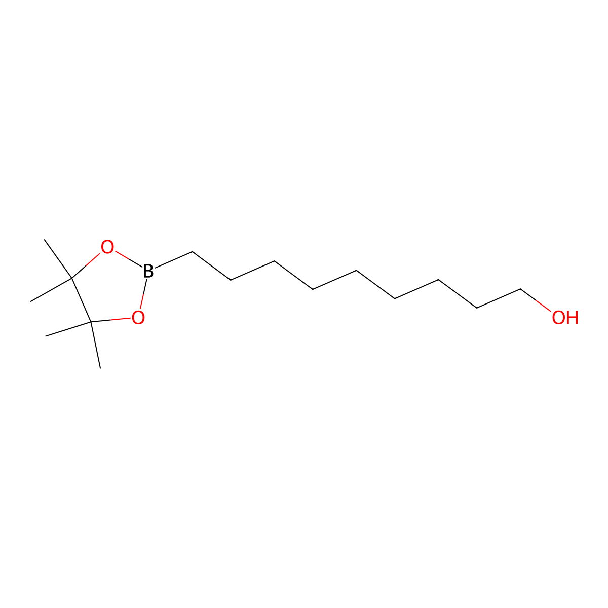 9-(Tetramethyl-1,3,2-dioxaborolan-2-yl)nonan-1-ol molecular structure, CAS 2260814-09-1