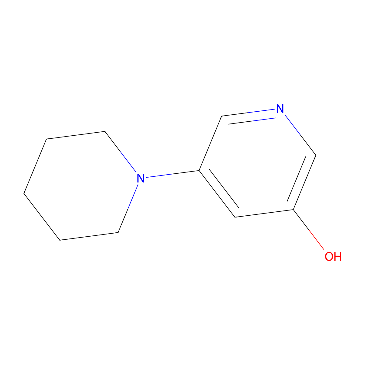 3-Hydroxy-5-(piperidino)pyridine molecular structure, CAS 226084-35-1