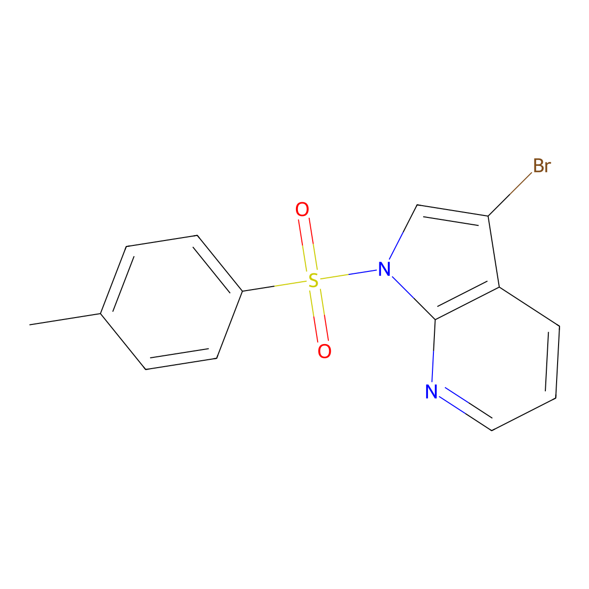 3-Bromo-1-((4-methylphenyl)sulfonyl)-1H-pyrrolo(2,3-b)pyridine molecular structure, CAS 226085-18-3