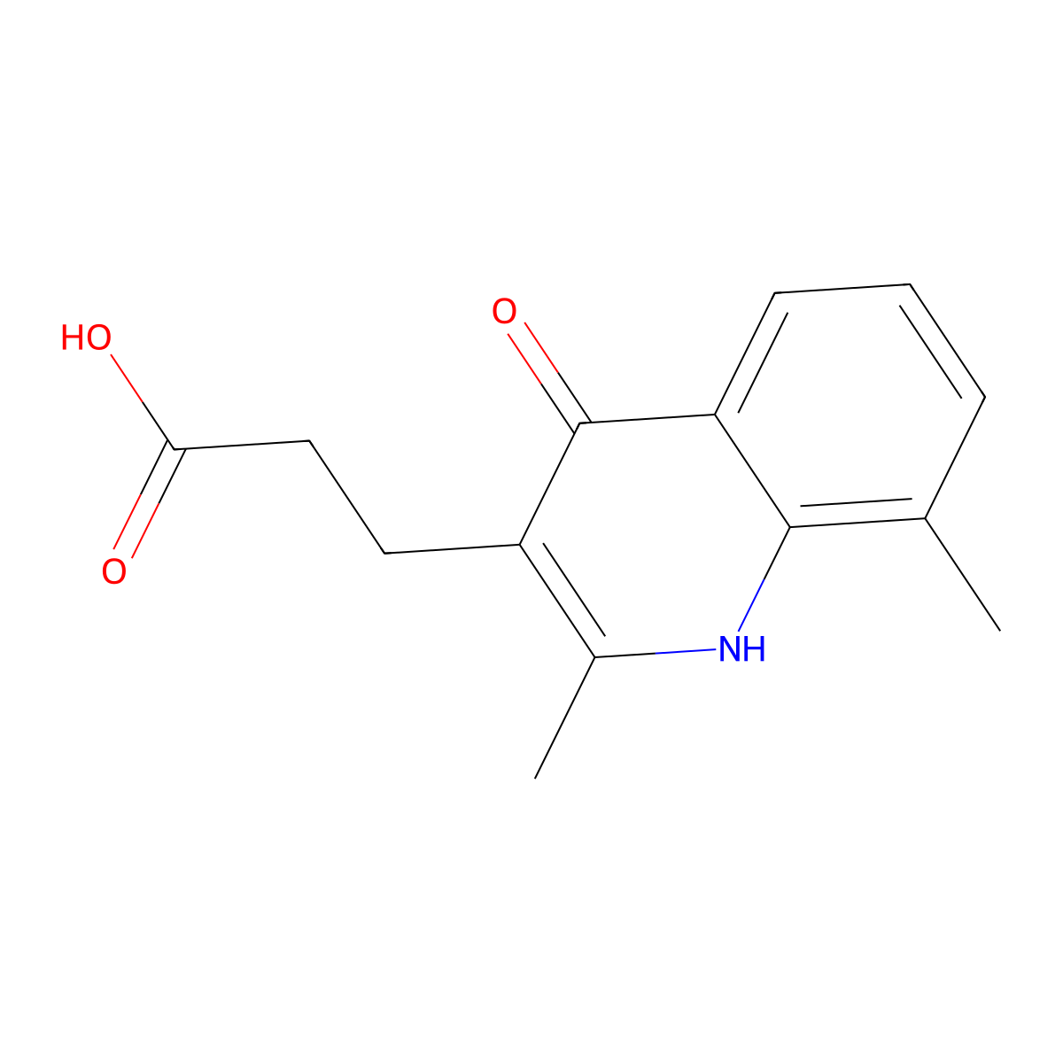 3-(4-Hydroxy-2,8-dimethyl-quinolin-3-yl)-propionic acid molecular structure, CAS 22609-23-0