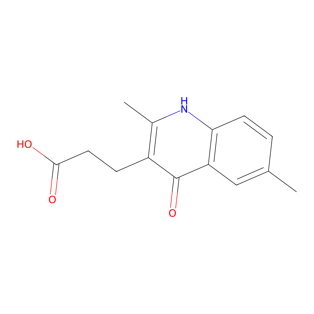 3-(4-Hydroxy-2,6-dimethyl-quinolin-3-yl)-propionic acid molecular structure, CAS 22609-24-1