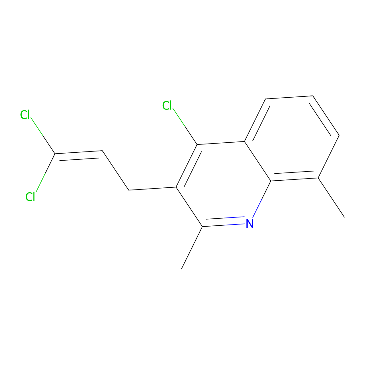 4-Chloro-3-(3,3-dichloroprop-2-en-1-yl)-2,8-dimethylquinoline molecular structure, CAS 22609-26-3
