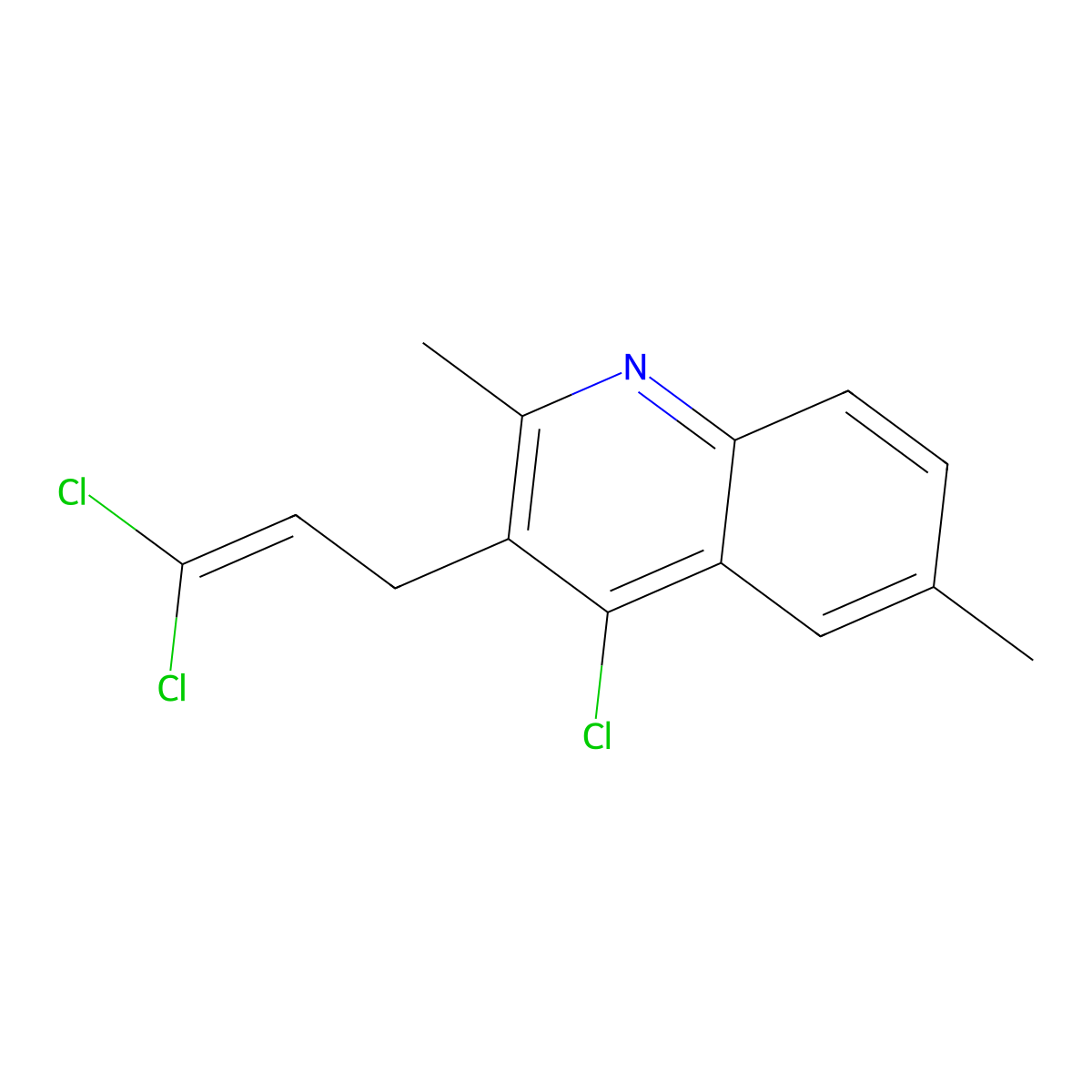 4-Chloro-3-(3,3-dichloroprop-2-enyl)-2,6-dimethylquinoline molecular structure, CAS 22609-27-4