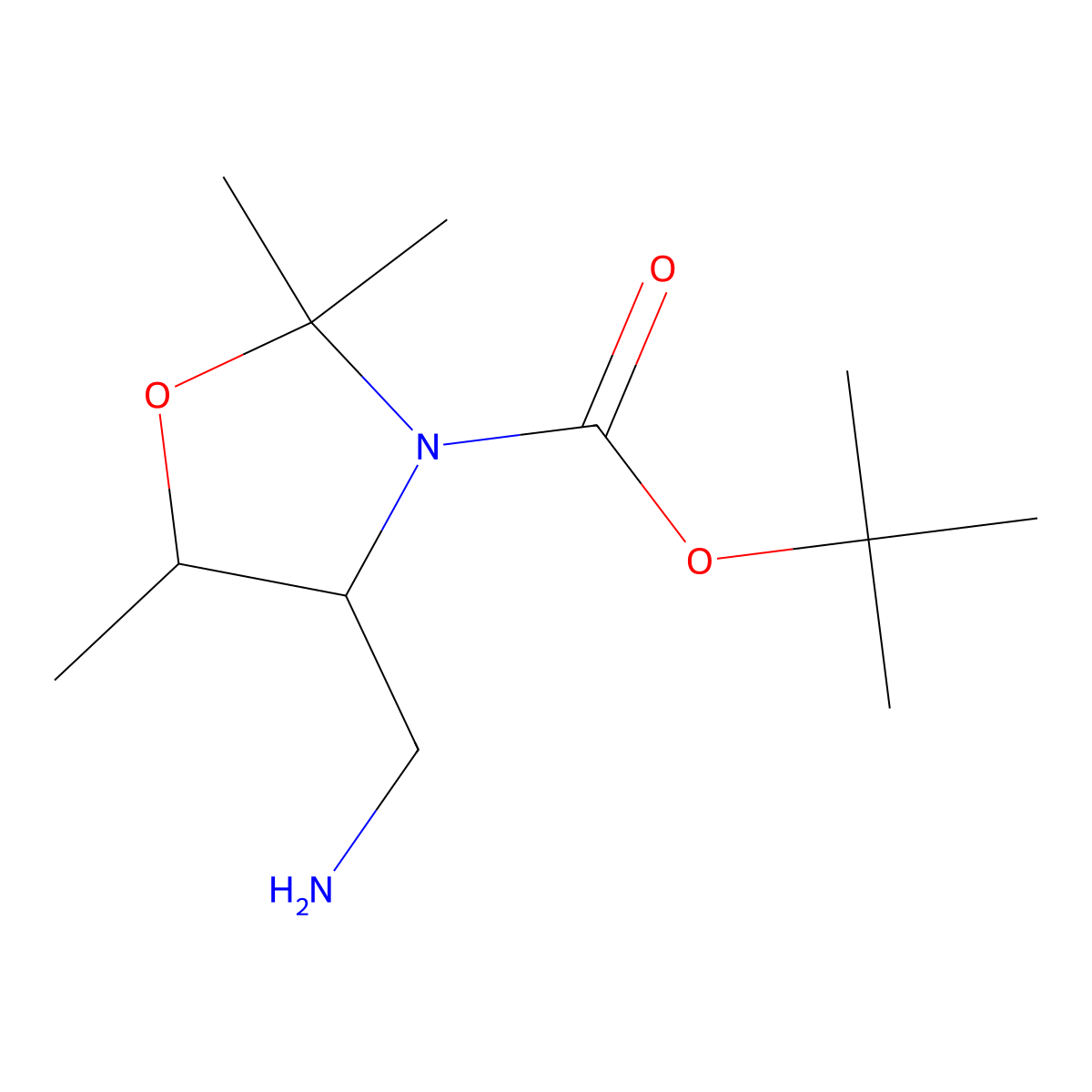 Tert-butyl (4R,5R)-4-(aminomethyl)-2,2,5-trimethyl-1,3-oxazolidine-3-carboxylate molecular structure, CAS 2260917-68-6