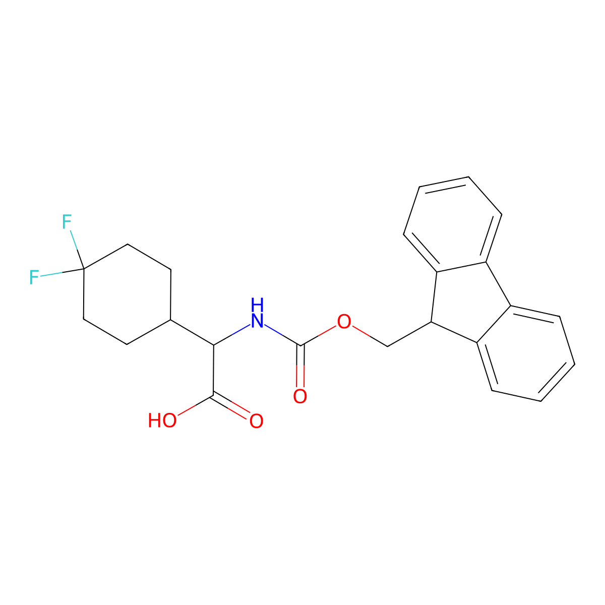 (2R)-2-(4,4-difluorocyclohexyl)-2-({[(9H-fluoren-9-yl)methoxy]carbonyl}amino)acetic acid molecular structure, CAS 2260917-82-4
