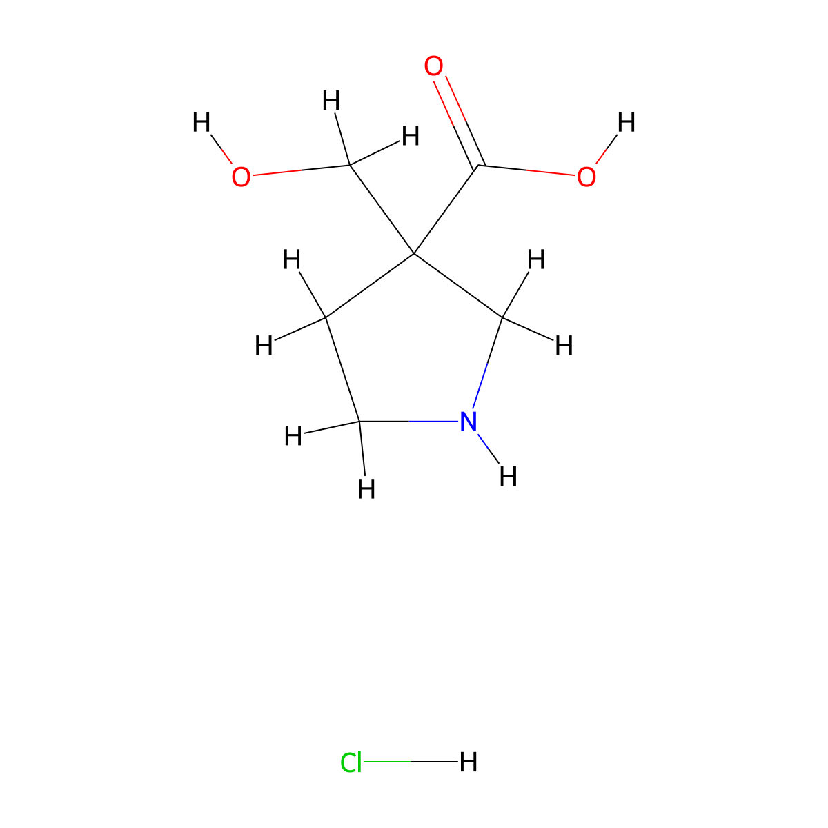 3-(Hydroxymethyl)pyrrolidine-3-carboxylic acid hydrochloride molecular structure, CAS 2260930-69-4