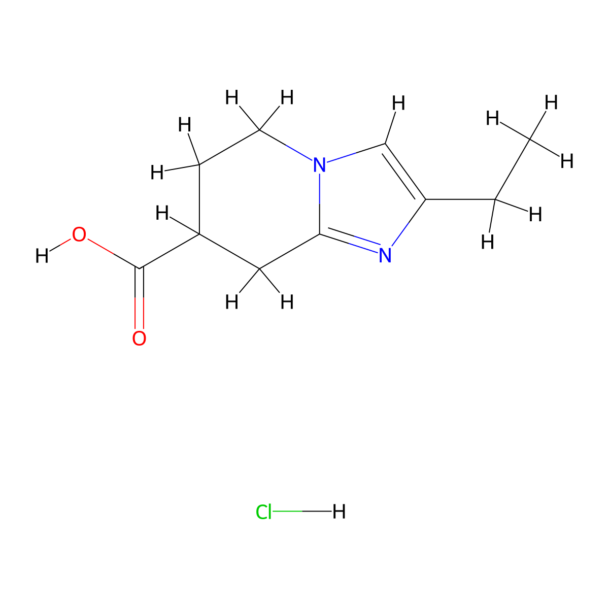 2-ethyl-5H,6H,7H,8H-imidazo(1,2-a)pyridine-7-carboxylic acid hydrochloride molecular structure, CAS 2260930-75-2