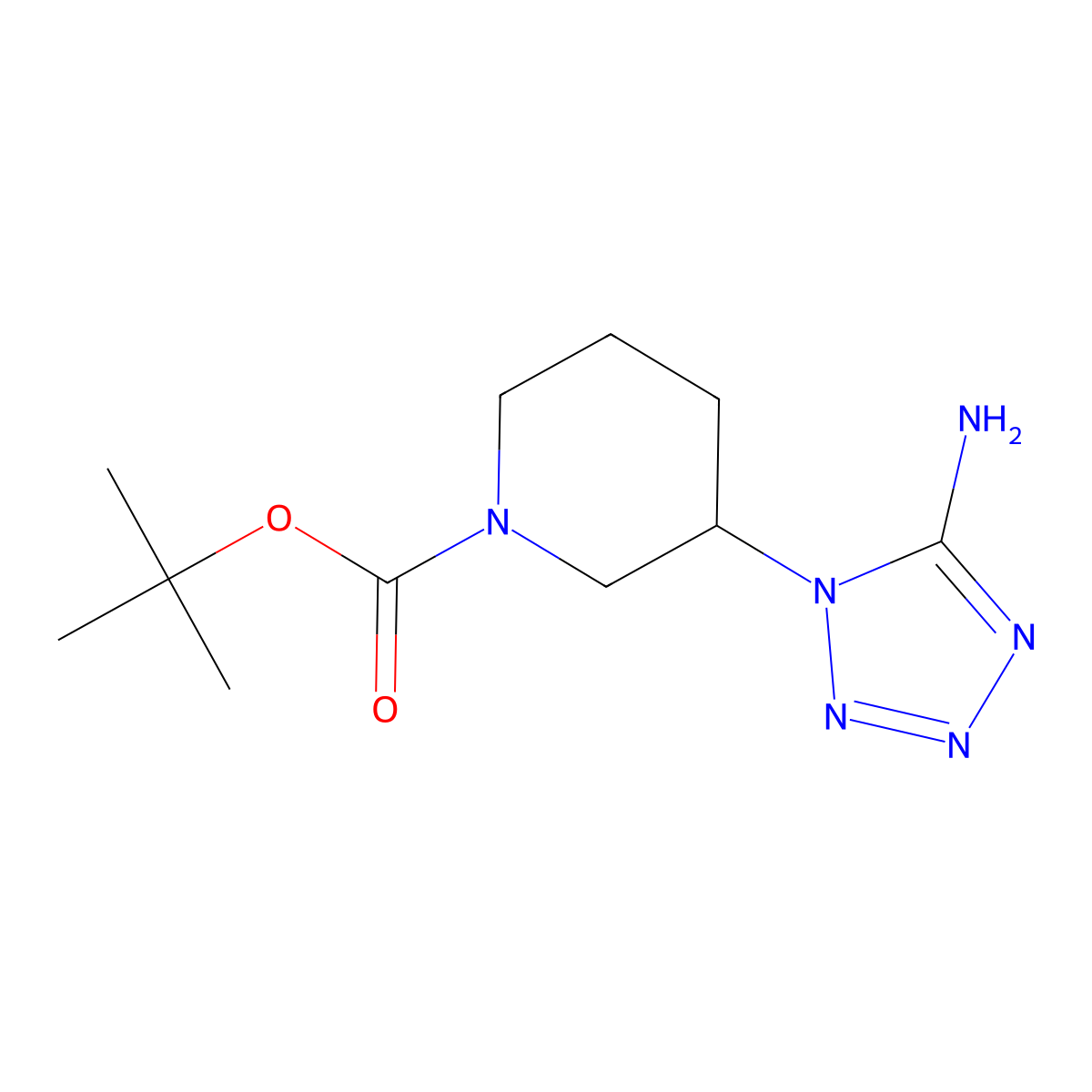 tert-butyl 3-(5-amino-1H-1,2,3,4-tetrazol-1-yl)piperidine-1-carboxylate molecular structure, CAS 2260930-77-4