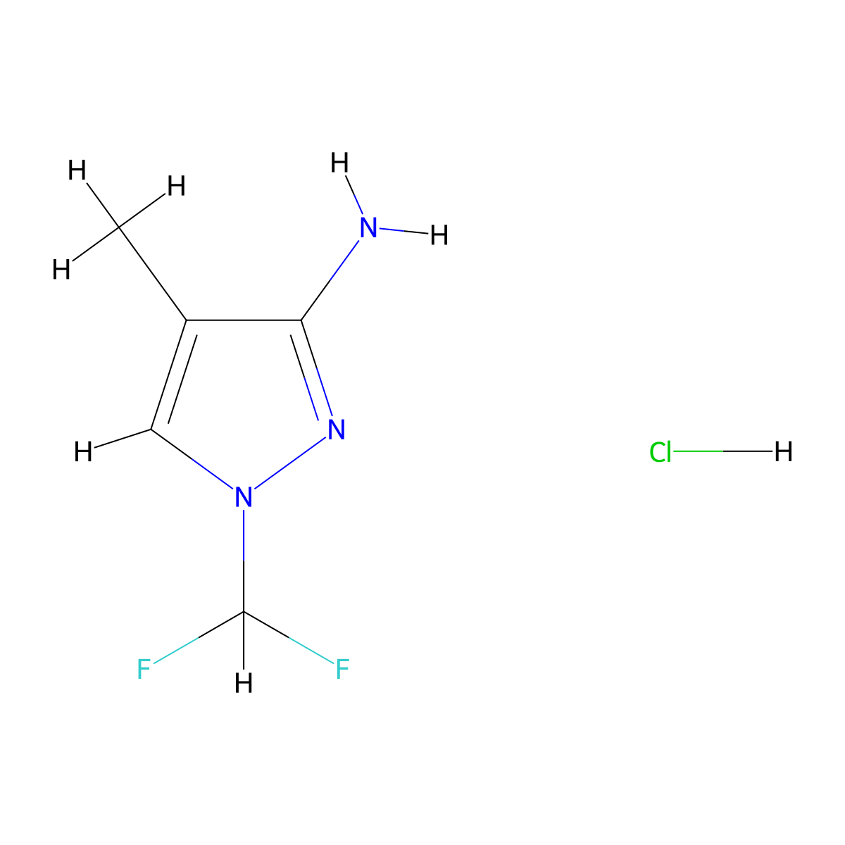 1-(difluoromethyl)-4-methyl-1H-pyrazol-3-amine hydrochloride molecular structure, CAS 2260930-87-6